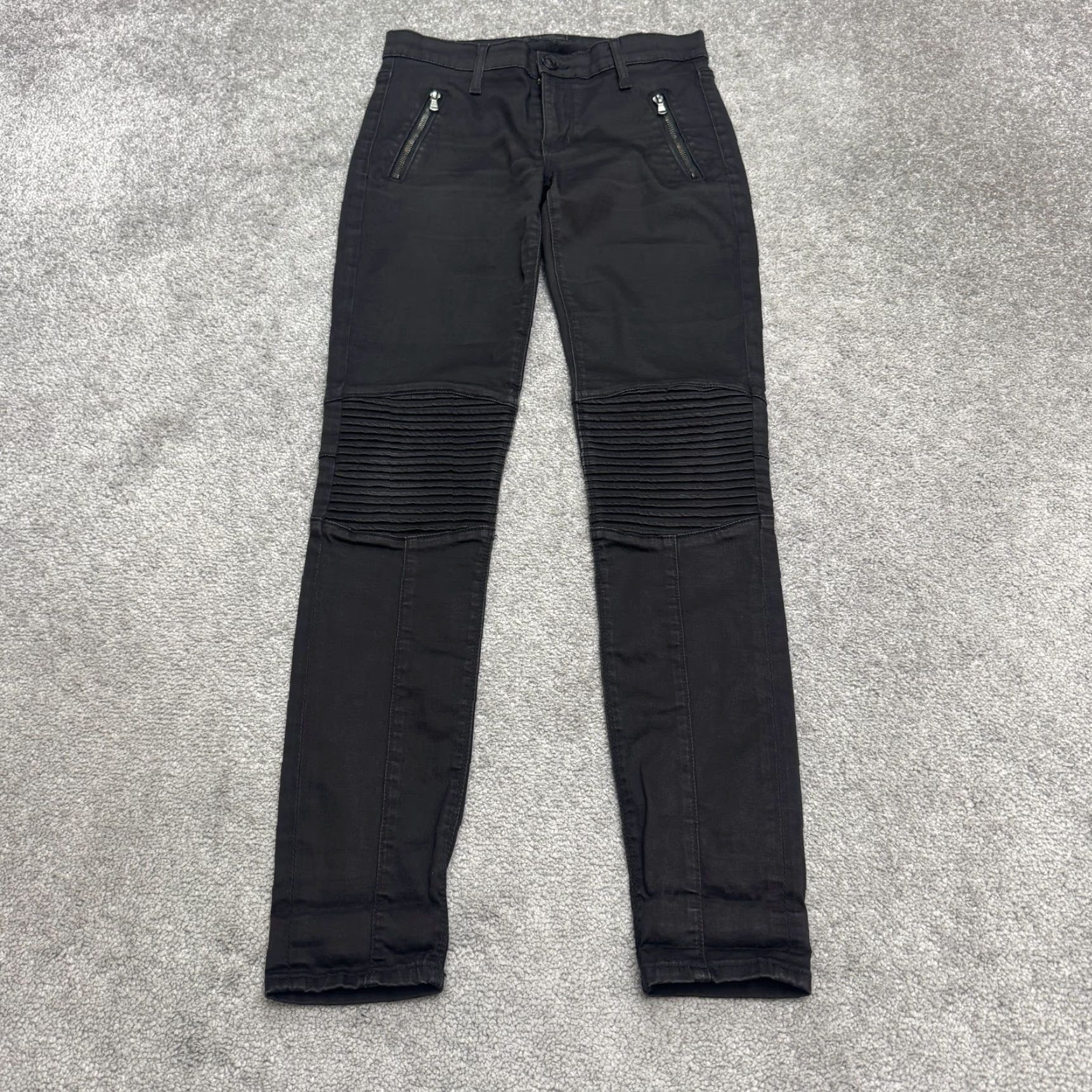 Hudson Hudson Pants Women 26 Black Skinny Ribbed Zipper Stretch Biker Casual Size 26" / US 2 / IT 38 - 2 Thumbnail