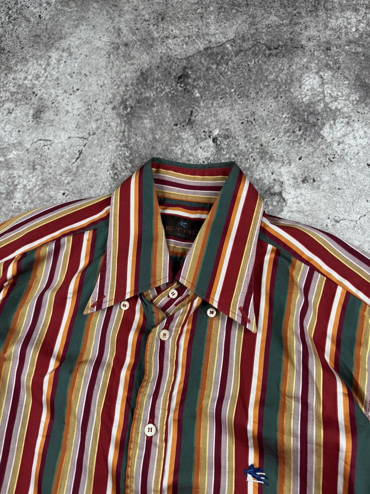 Etro Etro MultiColor Stripe Cotton Button Up Long Sleeve Shirt Size US L / EU 52-54 / 3 - 3 Thumbnail
