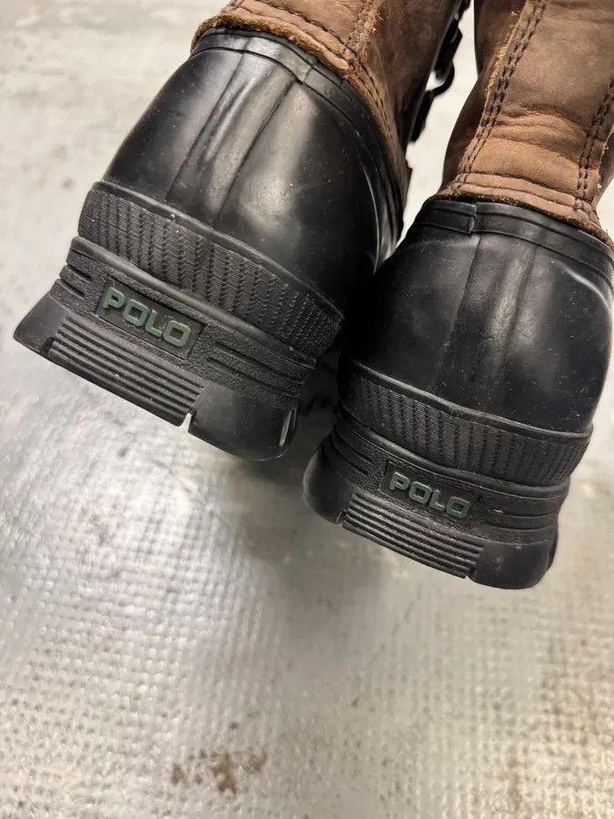 Polo Ralph Lauren 1990s Ralph Lauren Black & Brown Leather Ankle Boots Size US 11 / EU 44 - 6 Thumbnail