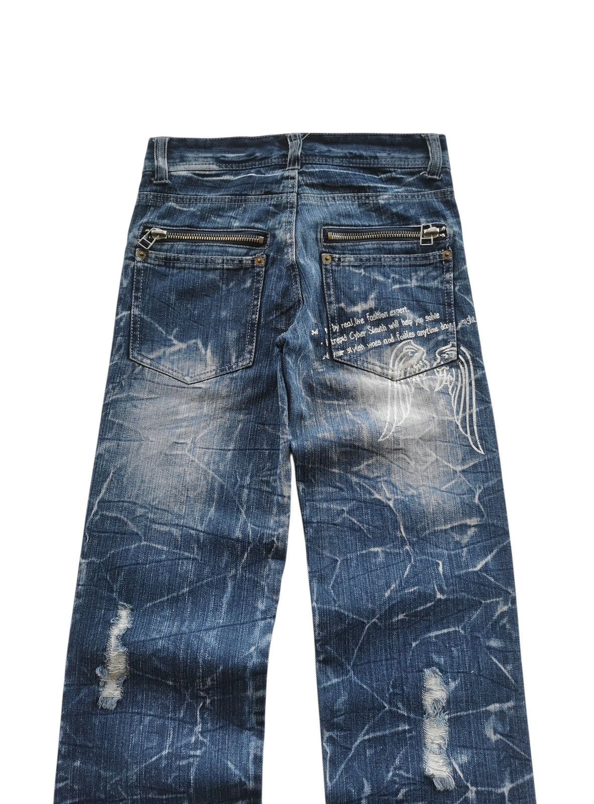 Japanese Brand White Wing Studded Denim Jeans Whiskered,Back Zippers Size US 28 / EU 44 - 2 Thumbnail