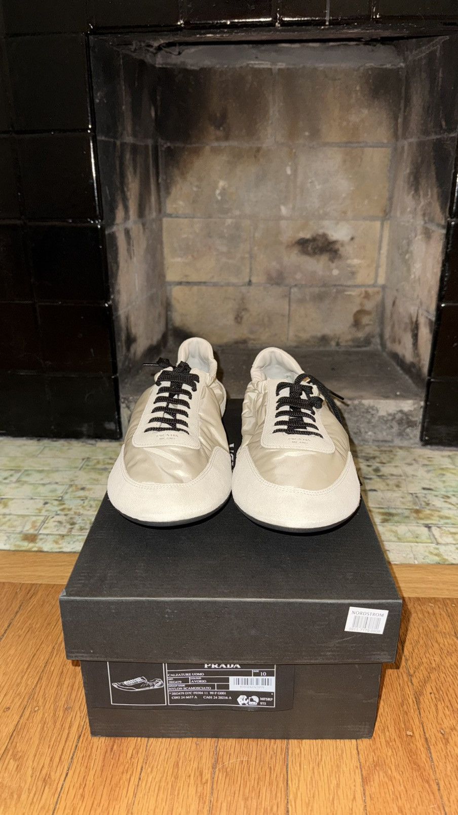 Prada Ivory Collapse Re-Nylon and suede elasticized sneakers Size US 11 / EU 44 - 2 Thumbnail