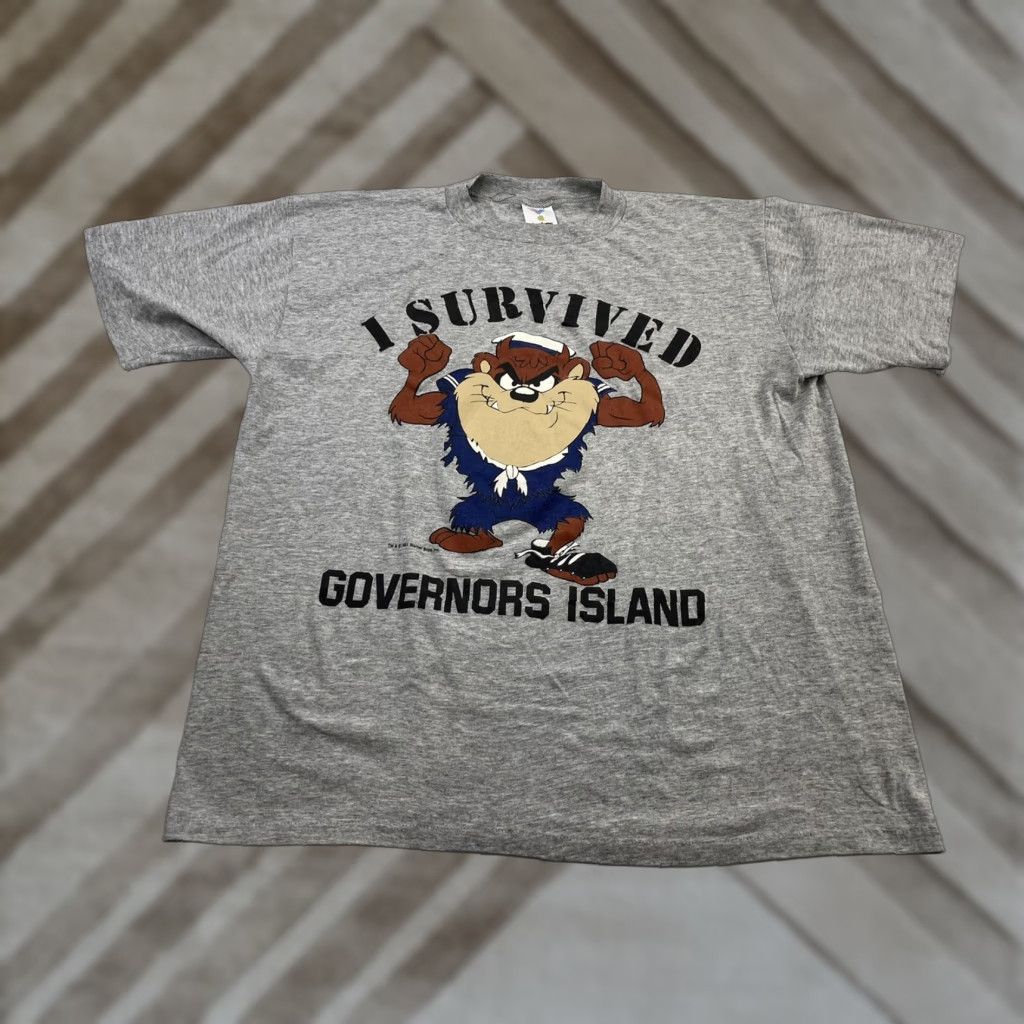 Vintage VINTAGE Governors Island TAZ Warner Brothers T Shirt Large L Gray Jostens 1991 Size US L / EU 52-54 / 3 - 1 Thumbnail