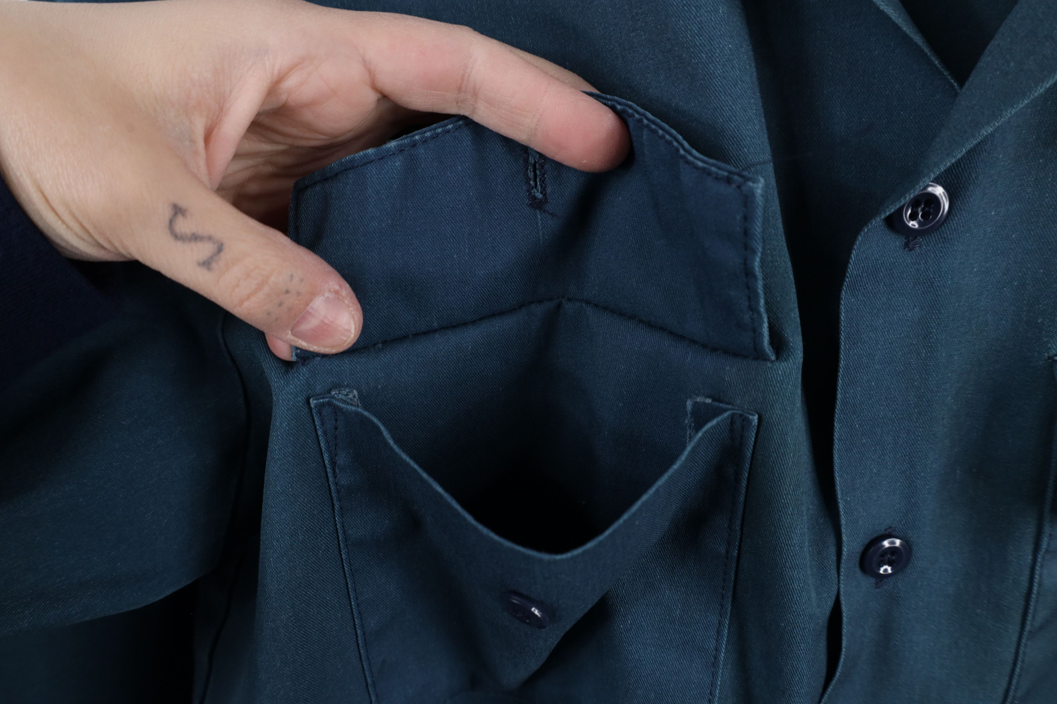 Dickies × Vintage Vintage 90s Dickies Thrashed Workwear Button Shirt Teal USA Size US M / EU 48-50 / 2 - 10 Thumbnail