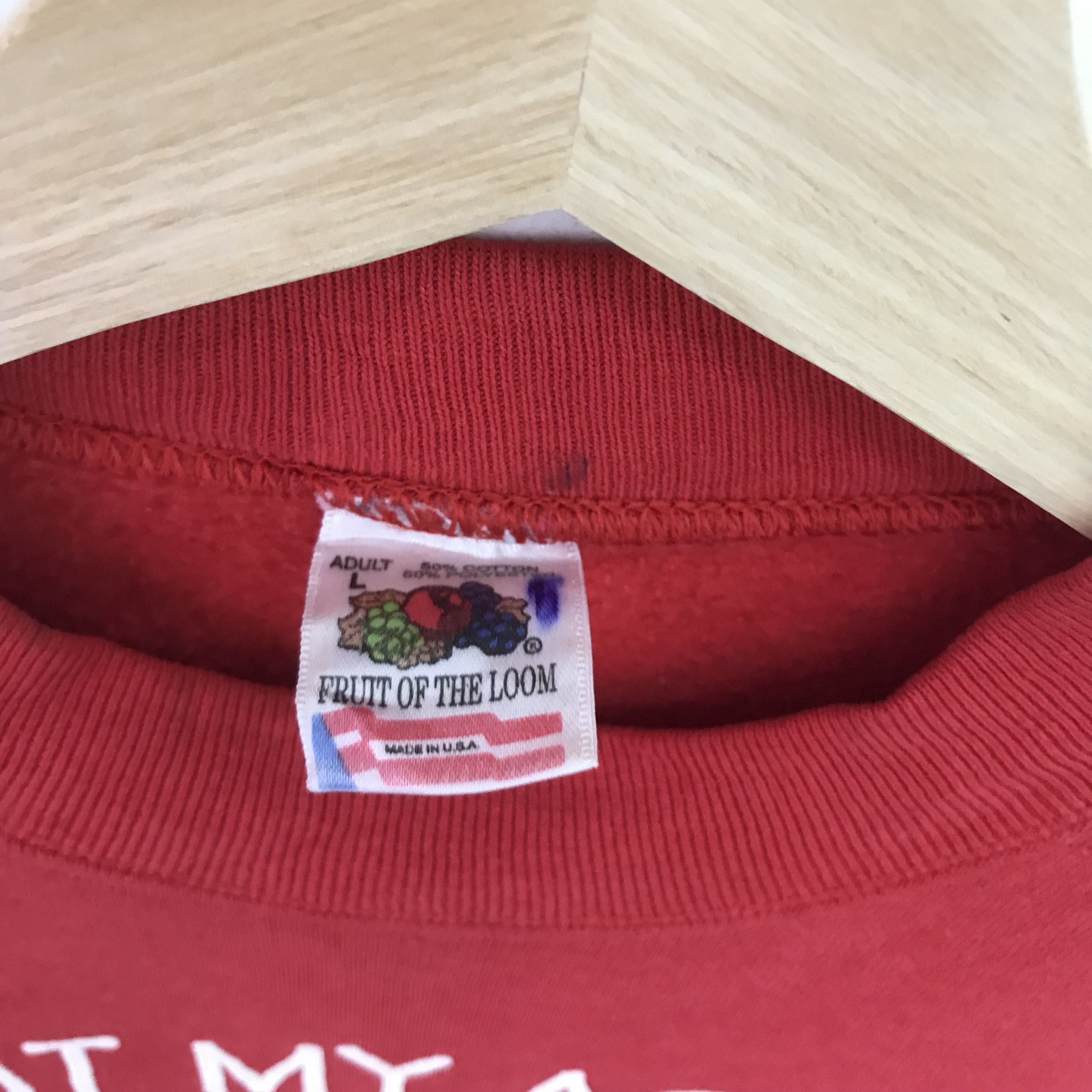 Vintage Vintage 90's Quote Graphic Writing Red Sweatshirt Size US L / EU 52-54 / 3 - 9 Thumbnail