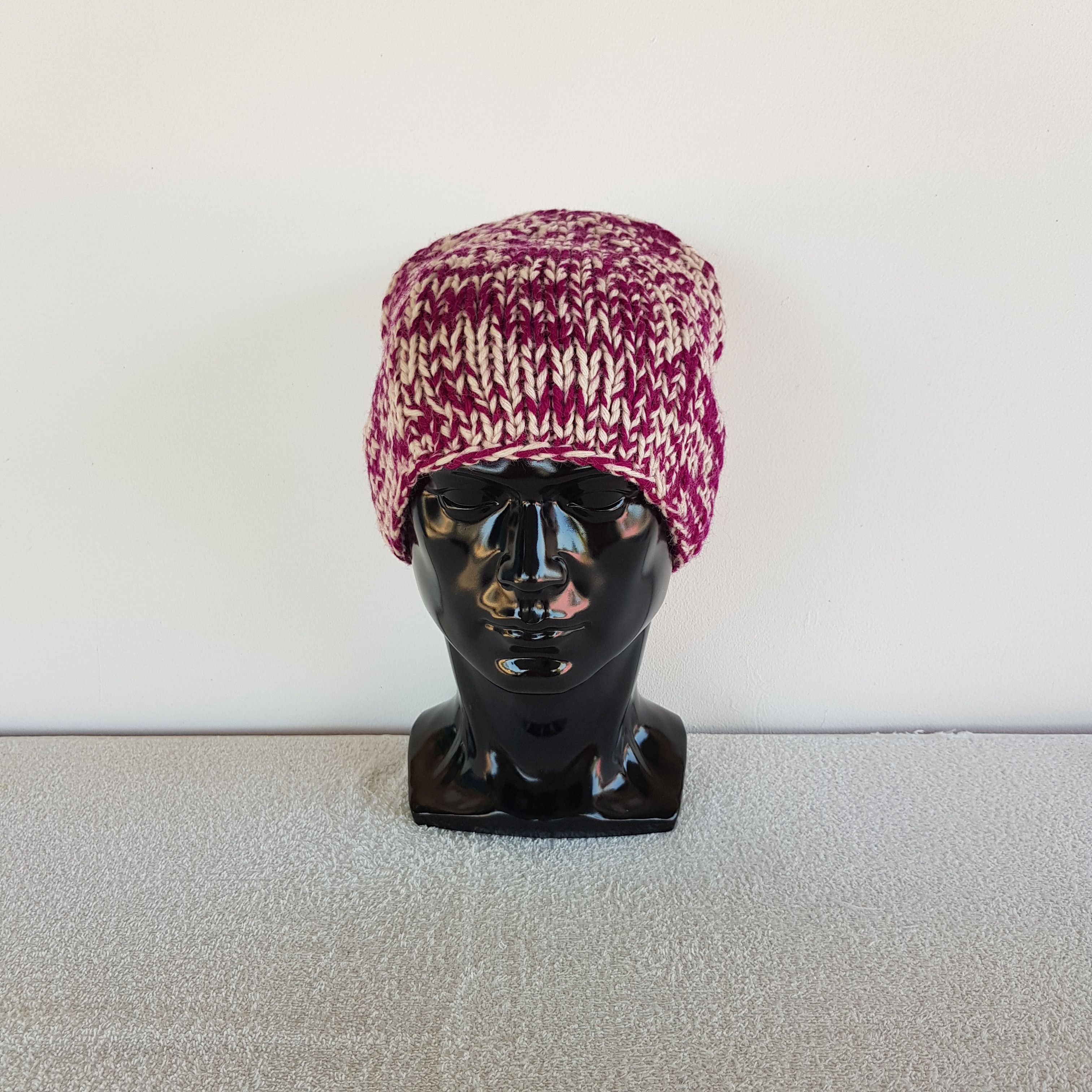 Aran Isles Knitwear × National Standard Vintage Crochet Beanie Y2K Japan Heany Knit Snow Caps Hats Size ONE SIZE - 2 Thumbnail