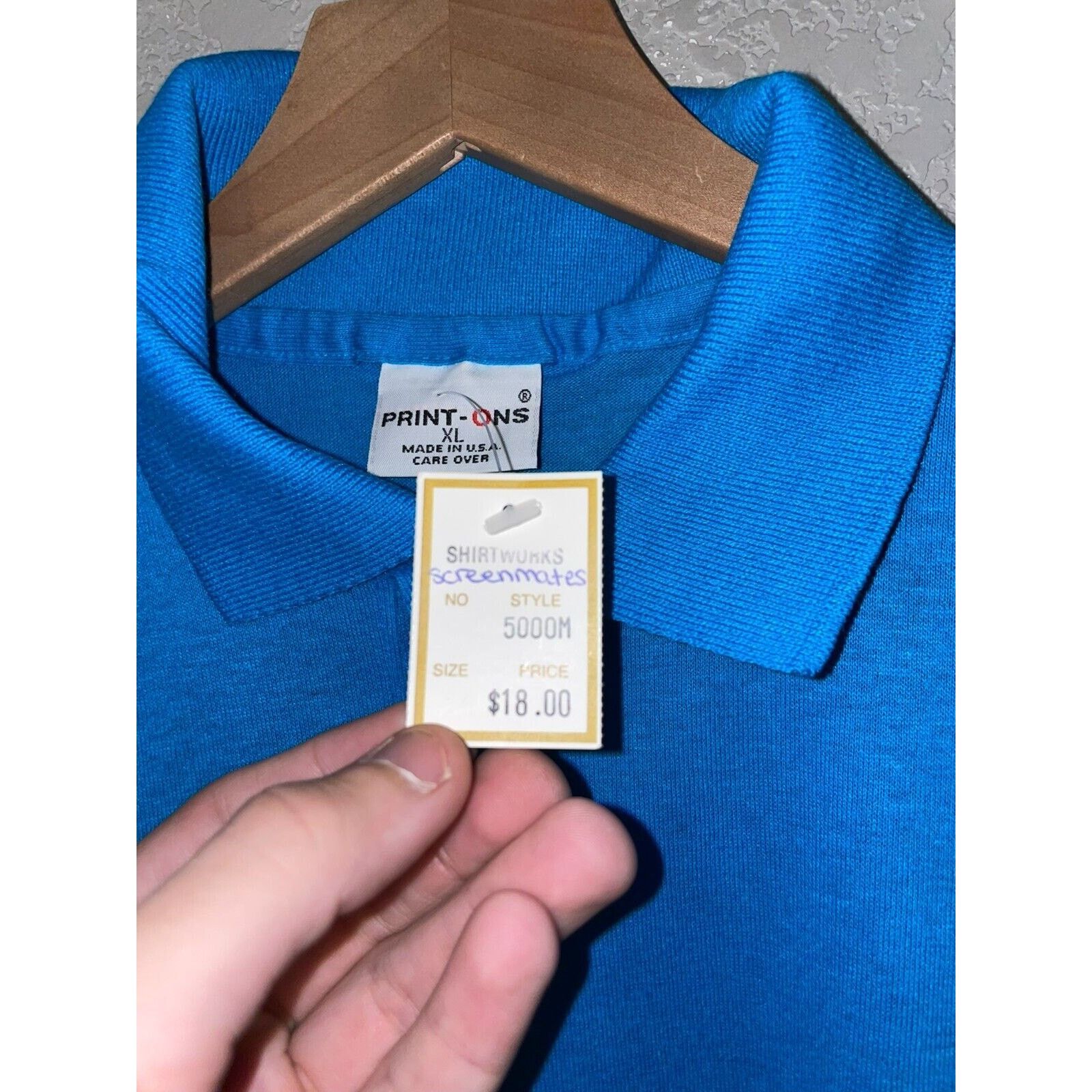 Vintage Vintage Blank Blue Polo Shirt Print-Ons Print Ons 70s XL Size US XL / EU 56 / 4 - 6 Thumbnail
