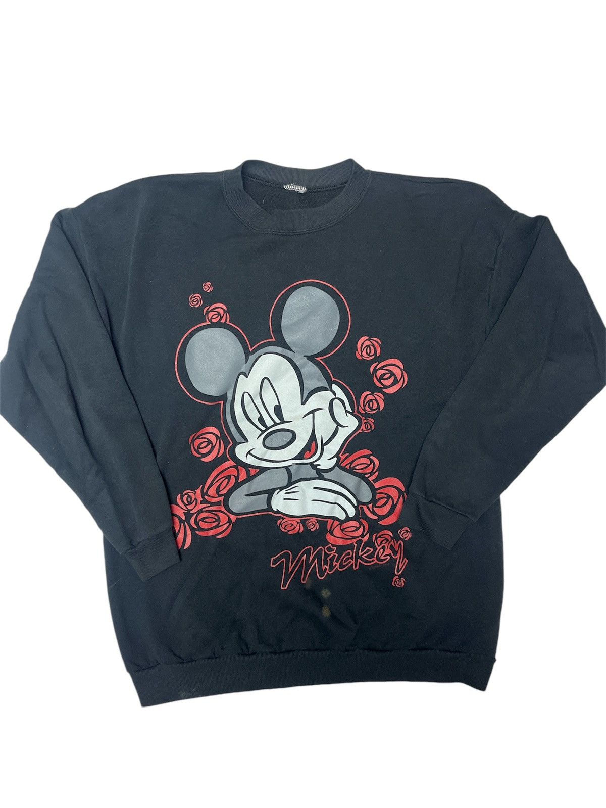 Disney × Vintage Vintage Mickey Mouse Sweatshirt with Roses Size US L / EU 52-54 / 3 - 1 Thumbnail