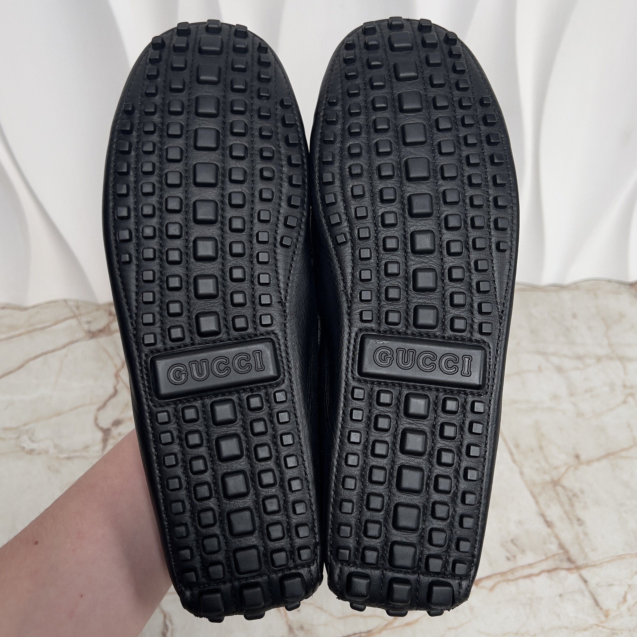 Gucci Web Moccasins GG Logo Black Leather Size US 9.5 / EU 42-43 - 12 Thumbnail