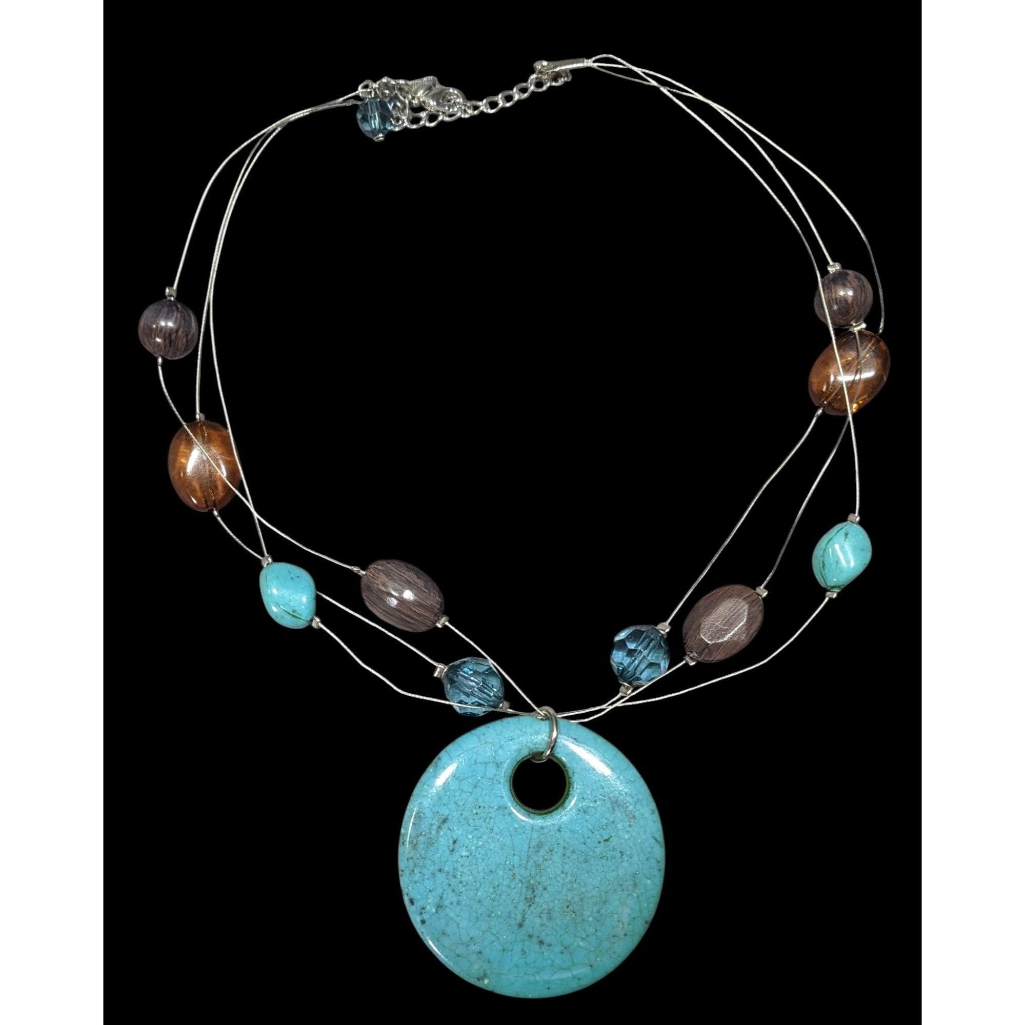 Other Bohemian Blue And Brown Beaded Pendant Necklace Size ONE SIZE - 1 Thumbnail