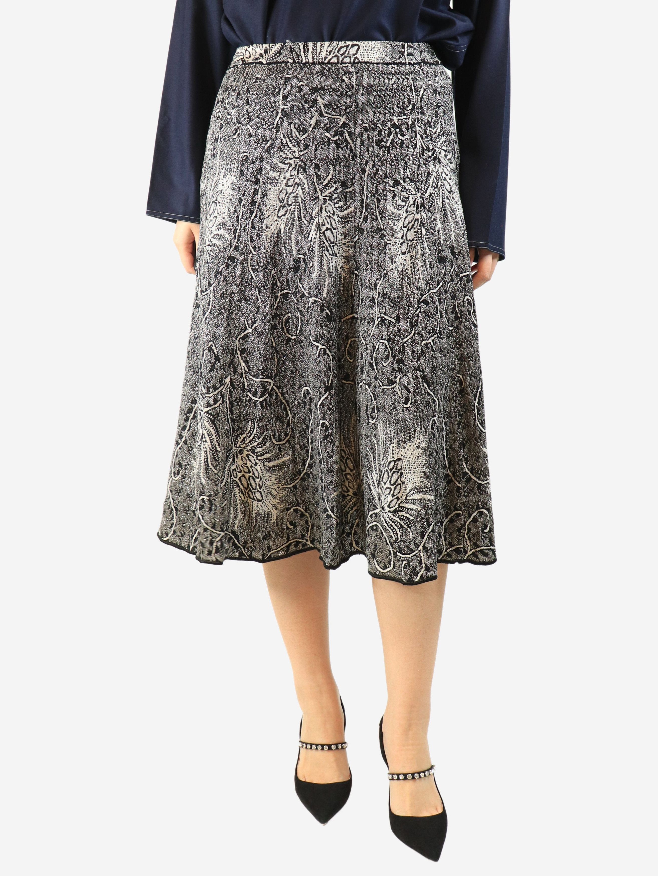 Etro Black and silver lurex midi skirt - UK 12 Size 30" / US 8 / IT 44 - 1 Thumbnail