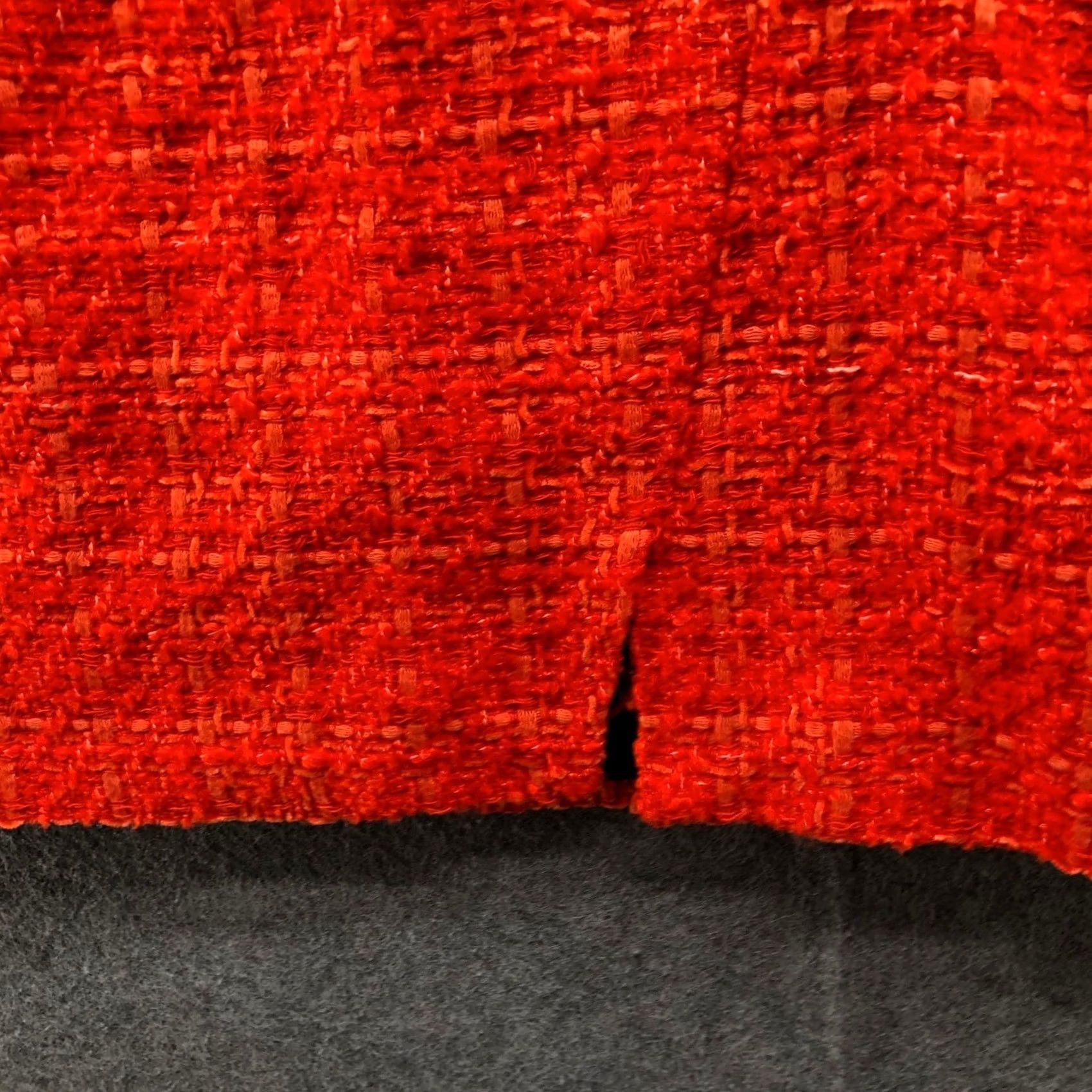 Zara Zara Tweed Mini Skirt Womens M Orange Side Slit Bright Asymmetric Retroglam Size 32" / US 10 / IT 46 - 3 Thumbnail