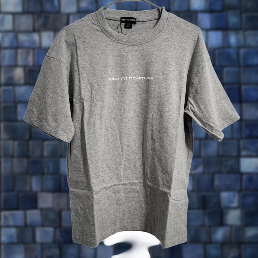 PrettyLittleThing PrettyLittleThing Womens T-Shirt Gray Short Sleeve Crew Neck Oversized Size 2 Top Size XS / US 0-2 / IT 36-38 - 1 Thumbnail