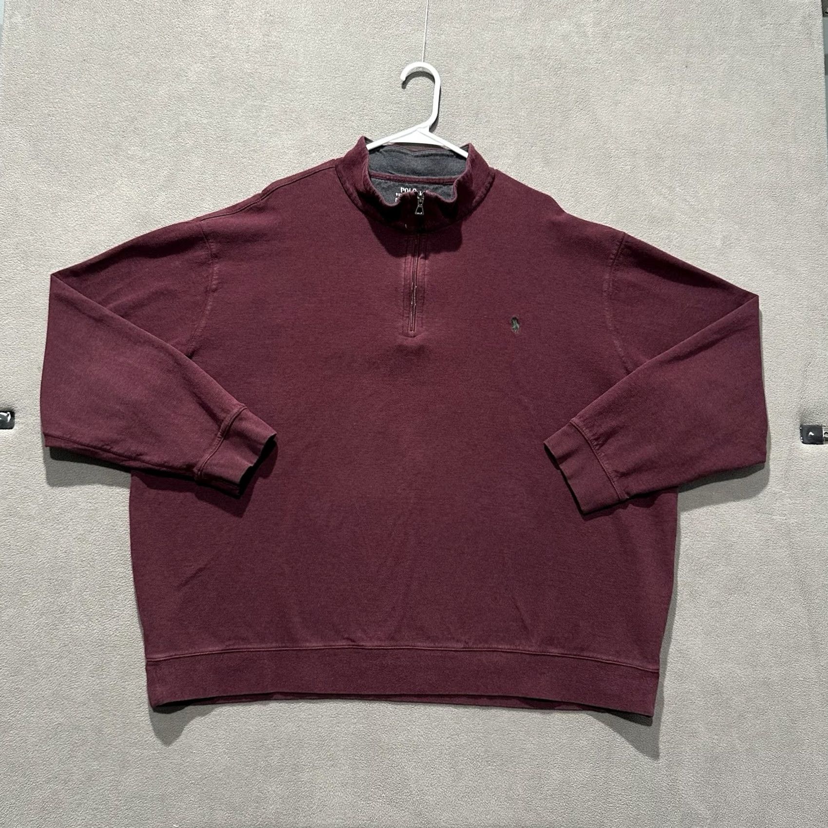 Polo Ralph Lauren Polo Ralph Lauren Sweater Mens 3XB Maroon Red Quarter Zip Pullover Green Pony Size US XXL / EU 58 / 5 - 2 Thumbnail