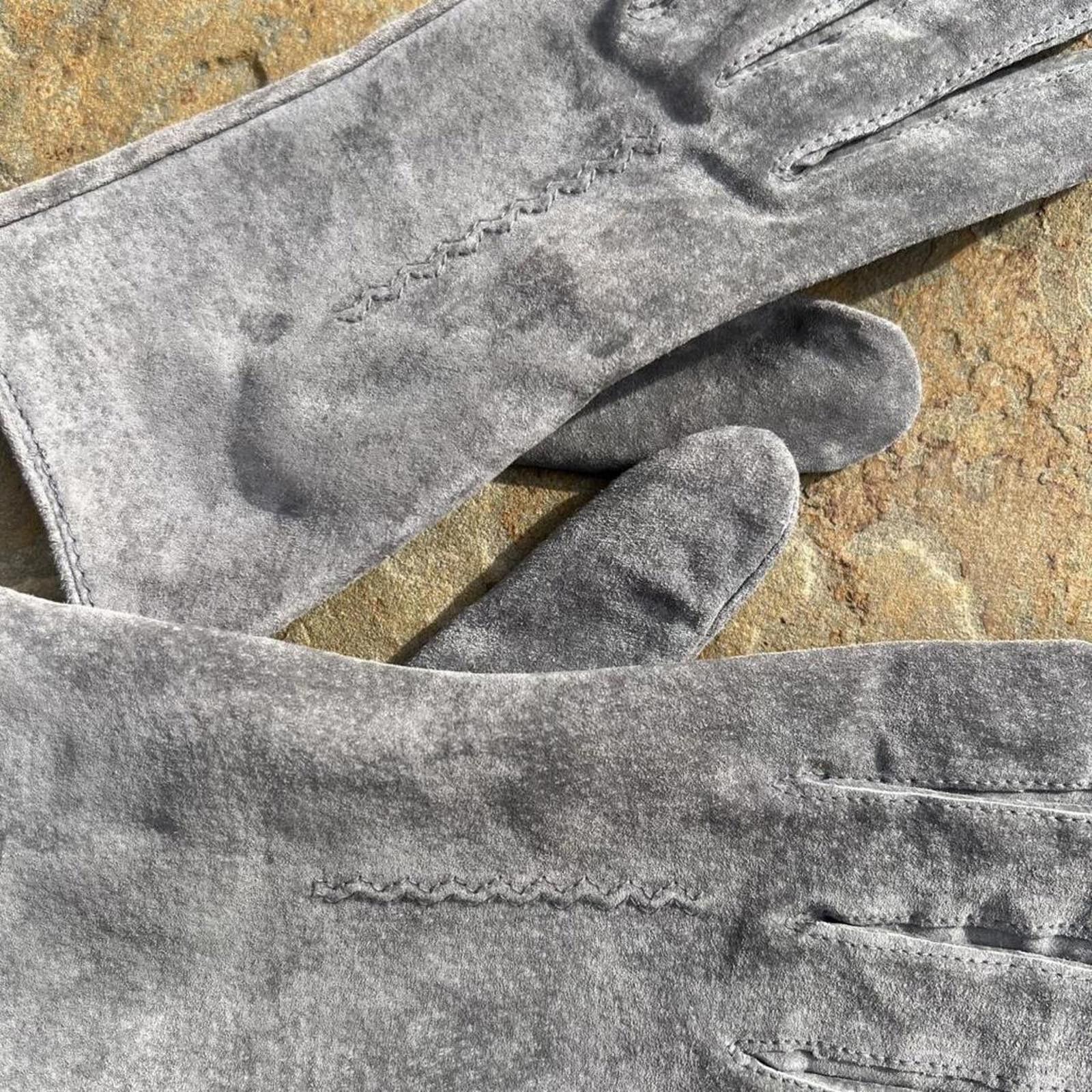 Vintage Vintage 90s Grey Suede Leather Gloves Size ONE SIZE - 3 Thumbnail
