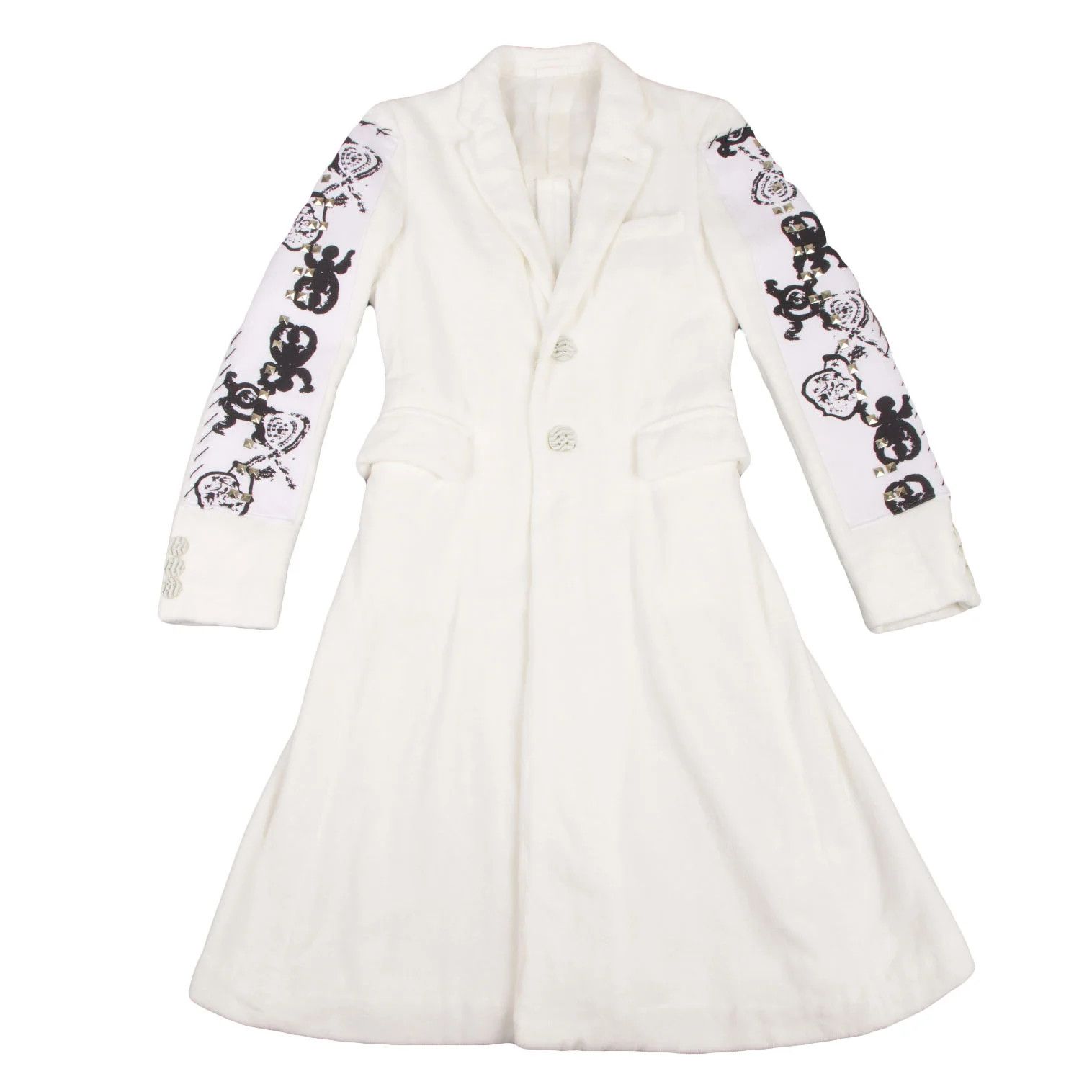 Comme des Garcons Homme Plus Long Sleeve Studs-Embellished Pile Coat in Black and White Size US XS / EU 42 / 0 - 1 Preview