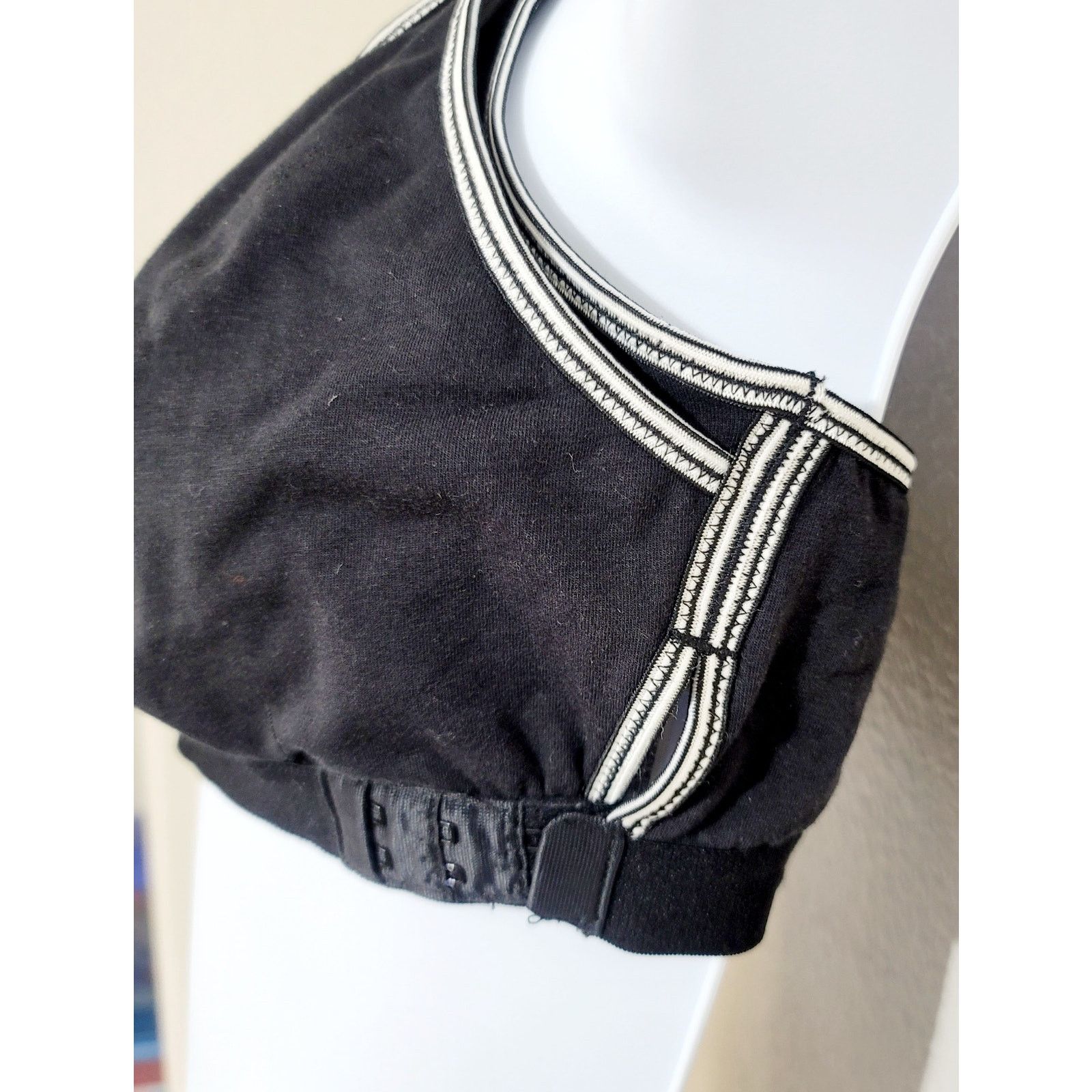Other Black With White Trim Nursing Bra Medium Mesh Racerback Size ONE SIZE - 3 Thumbnail