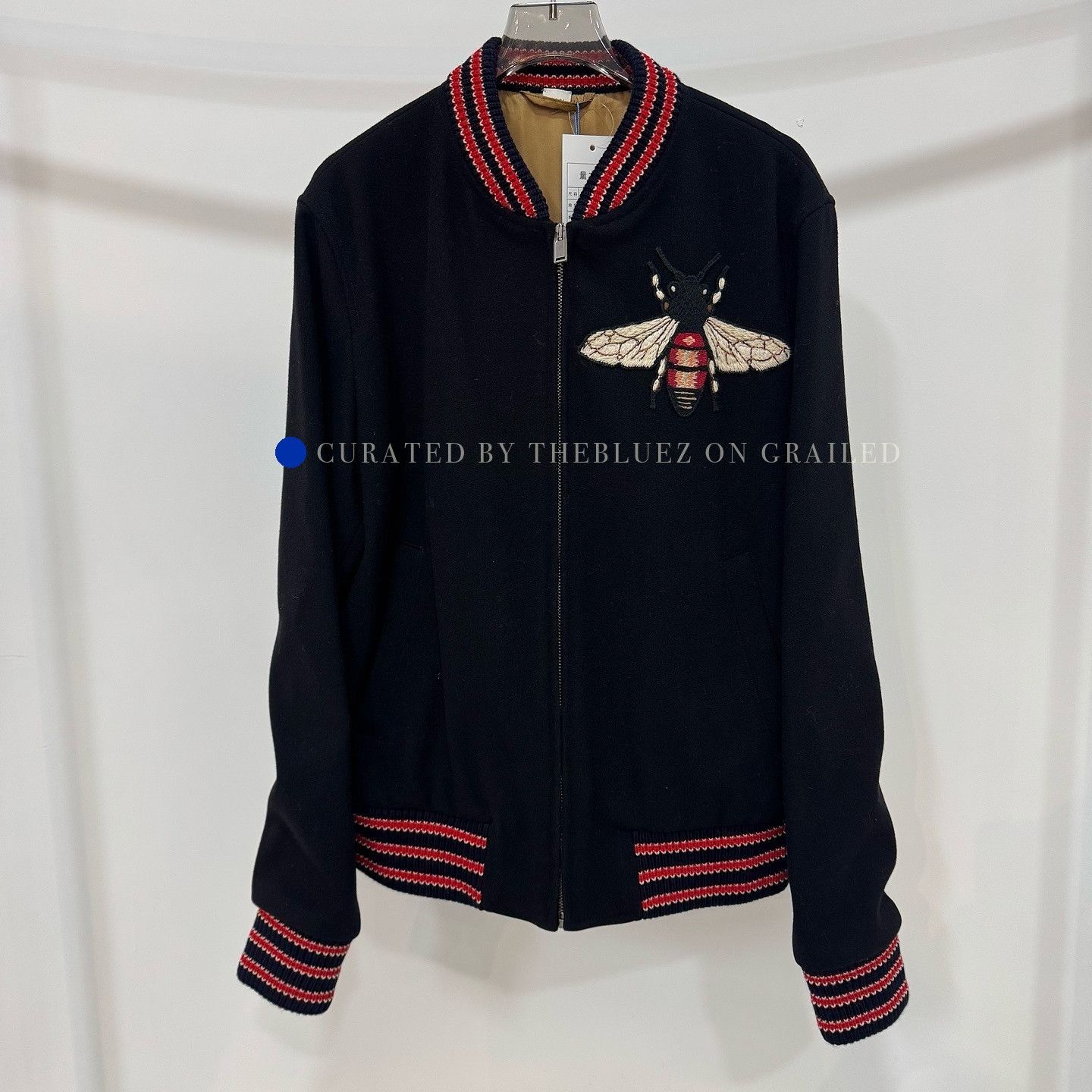 Gucci Black Bomber Jacket with Bee Embroidery Size US M / EU 48-50 / 2 - 1 Thumbnail