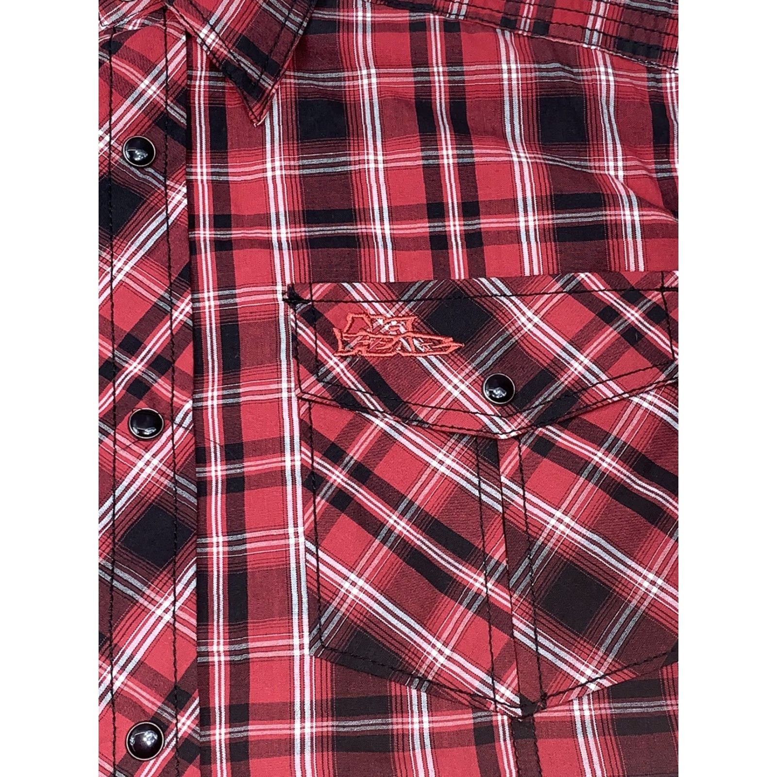 No Fear No Fear Button-Up Shirt Plaid Red Short Sleeve M Pearl Snap Men Size US 31 - 7 Thumbnail