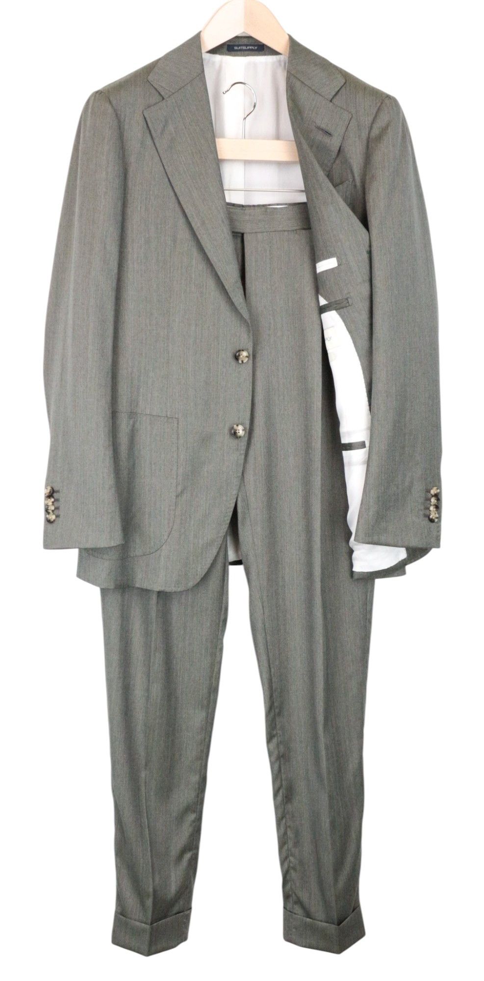 Suitsupply HAVANA UK38R Green Wool Silk Suit 66878 Size 38R - 1 Thumbnail