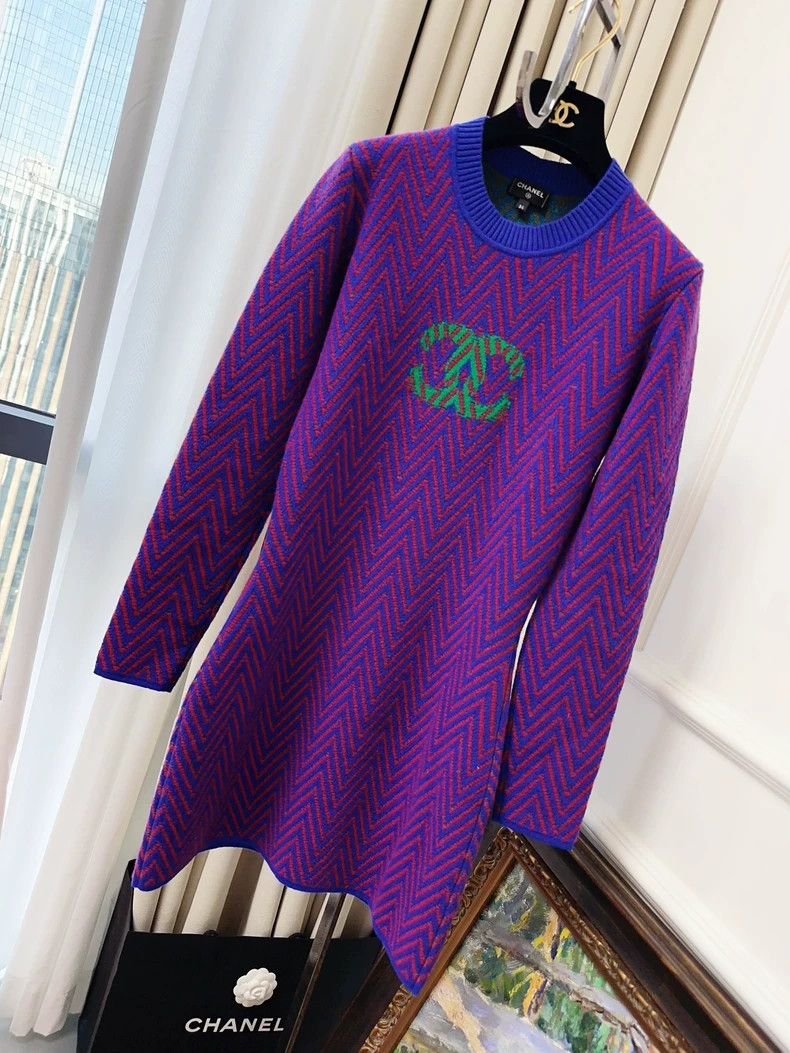 Chanel Chanel 21K autumn and winter purple mixed-color cashmere d Size XXS / US 00 / IT 34 - 1 Thumbnail