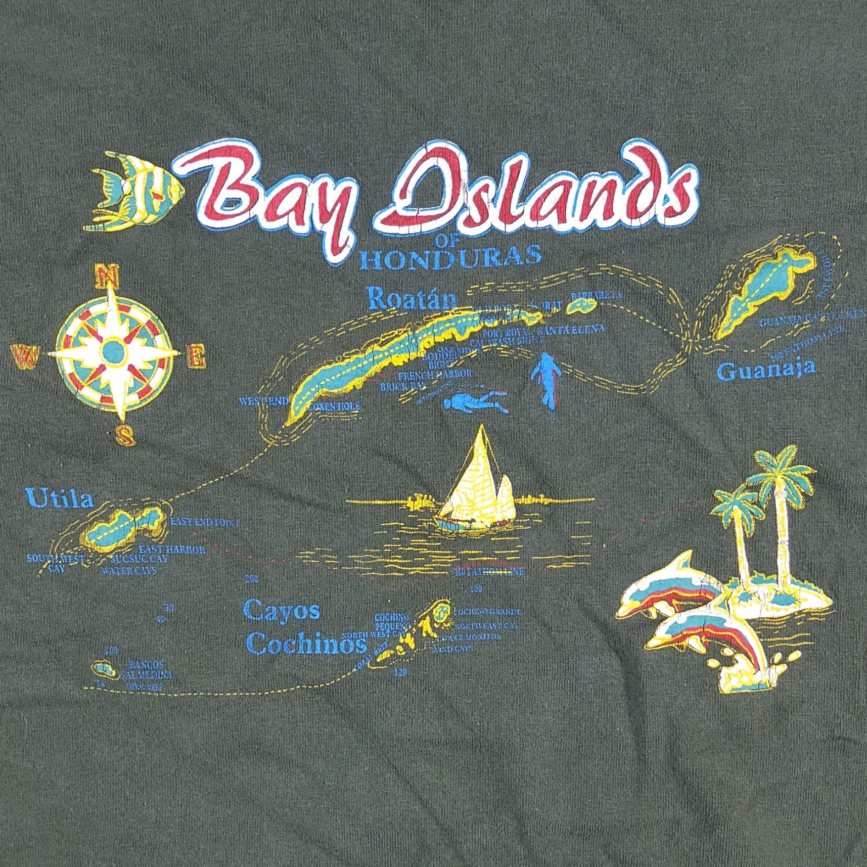 Vintage VINTAGE Bay Island T-Shirt Mens 90s Tropical Beach Tee Green Small Honduras Embroidered Logo Cotton T-Shirt Size US S / EU 44-46 / 1 - 6 Thumbnail