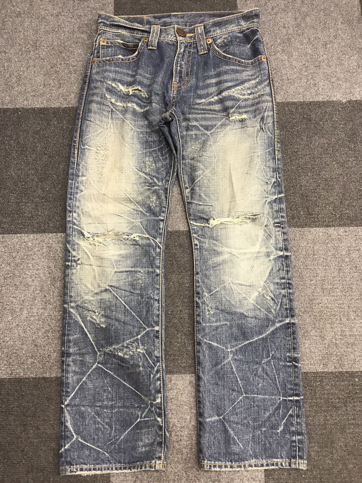 Japanese Brand CO&LU Japan Super Distressed Style Art Jeans F13 Size US 29 - 3 Thumbnail