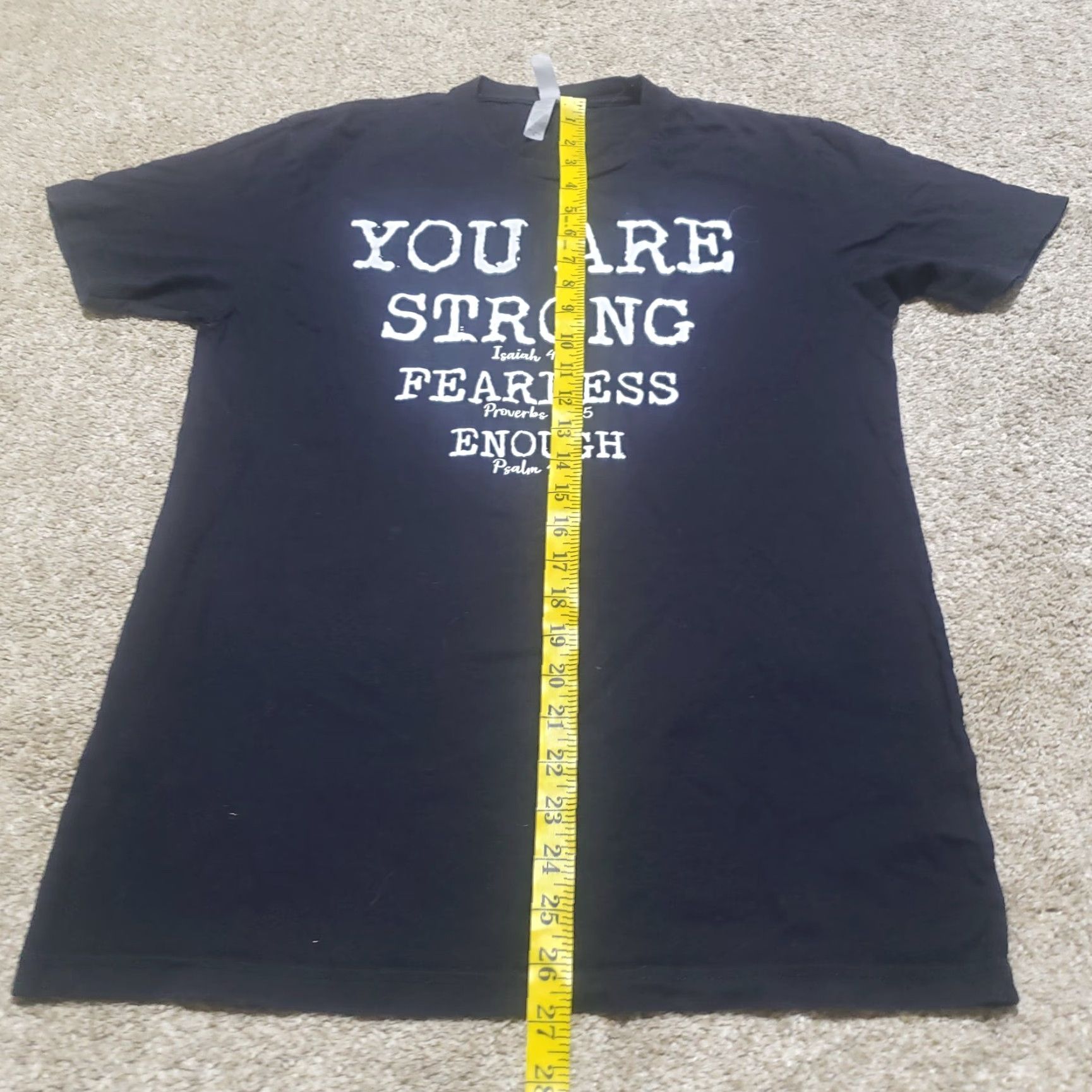 Vintage Christian Shirt Mens Medium Black T Shirt You Are Strong Fearless Enough Psalm 46:5 Size US M / EU 48-50 / 2 - 6 Thumbnail