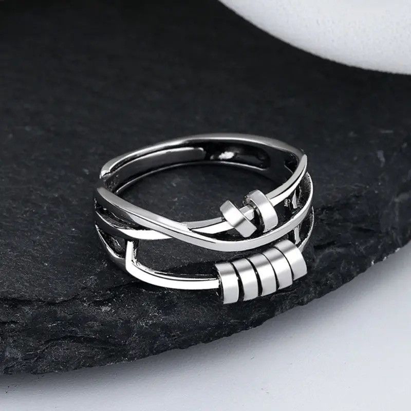 Jewelry × Vintage Anxiety Ring Adjustable Opening Women Men Fidget Ring Size ONE SIZE - 3 Thumbnail