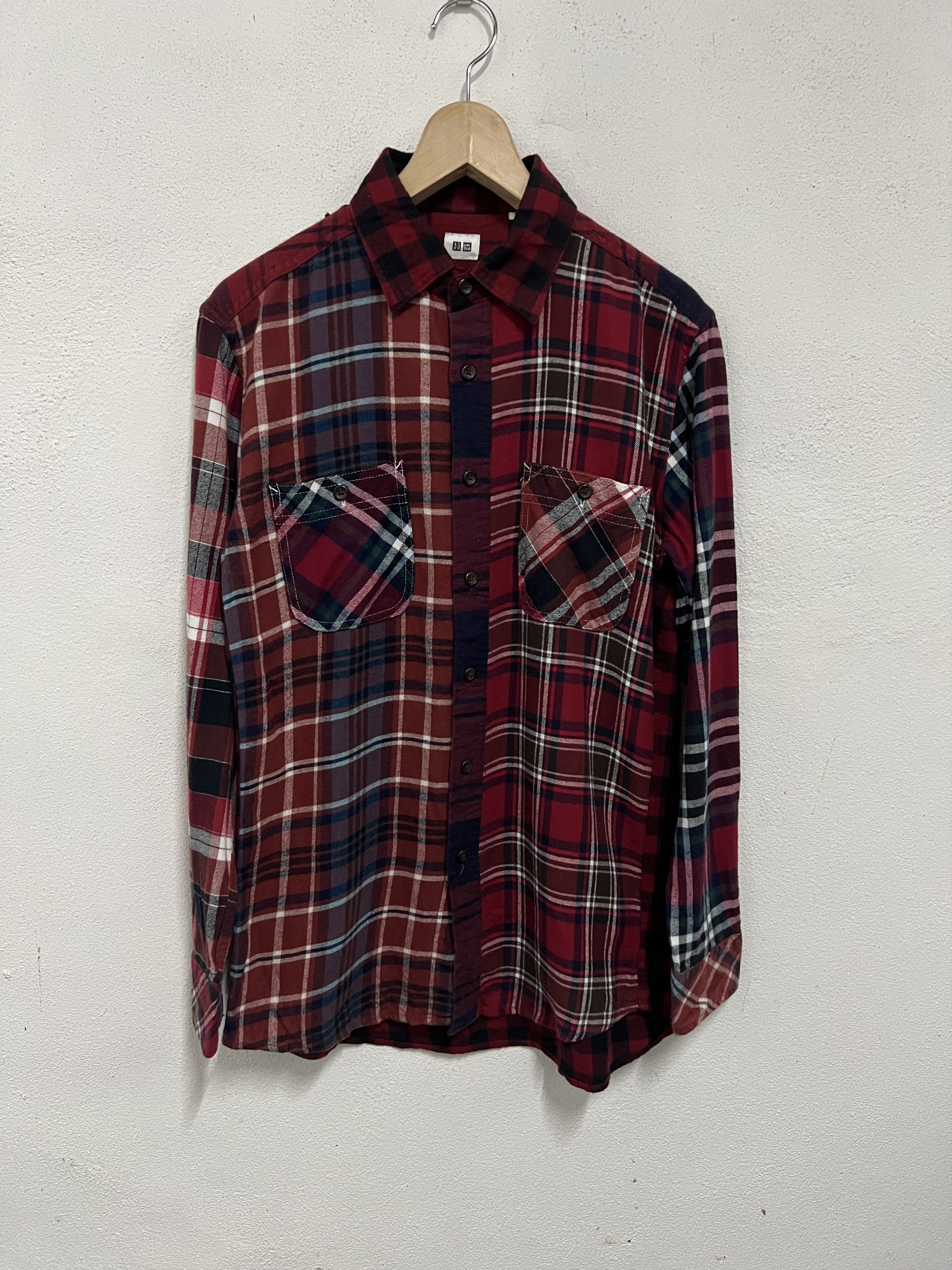 Vintage Rare Design Patchwork Plaid Tartan Flannel Shirt Size US M / EU 48-50 / 2 - 2 Thumbnail