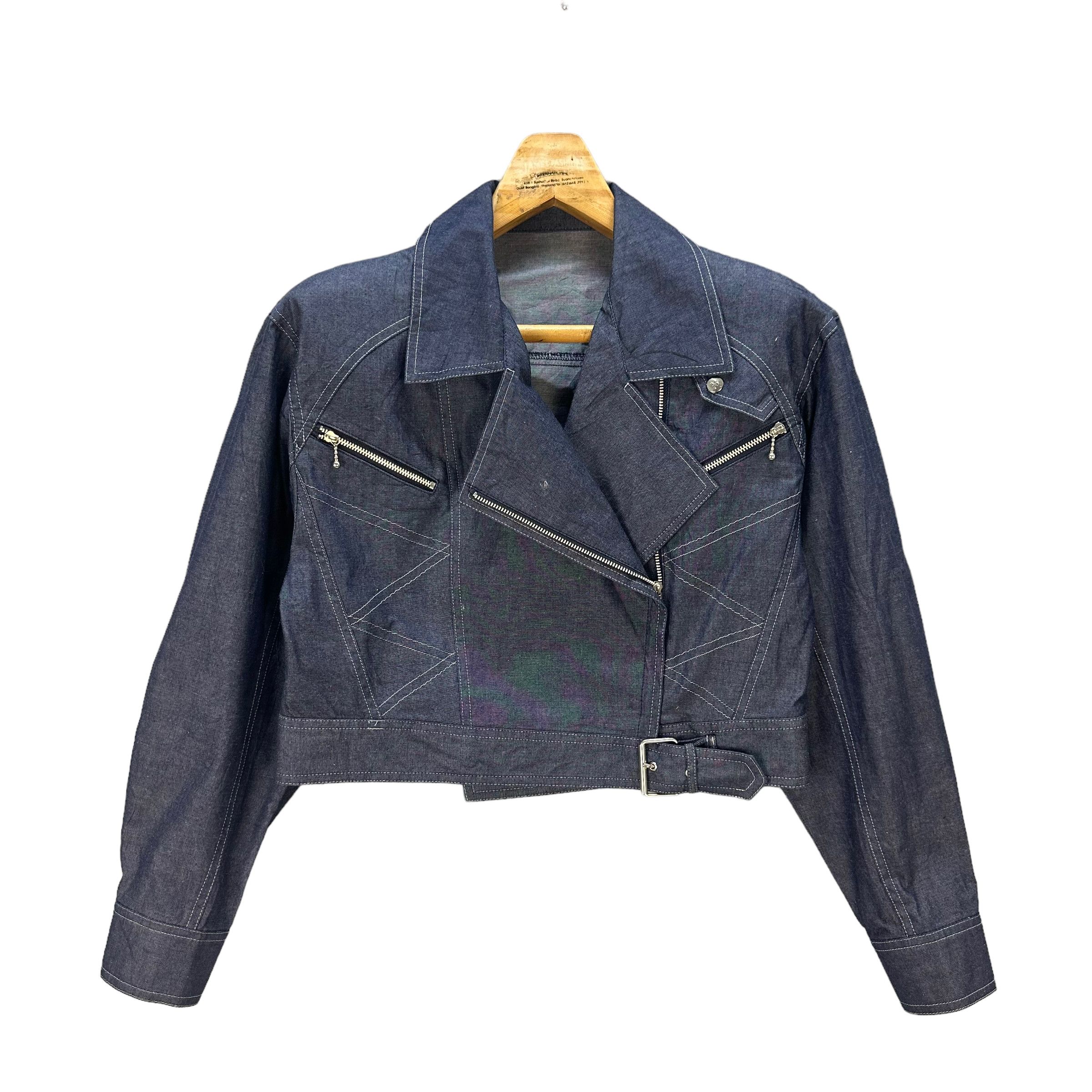 Courreges COURREGES PARIS DOUBLE COLLAR CROPPED DENIM JACKET #7944-191 Size S / US 4 / IT 40 - 1 Thumbnail