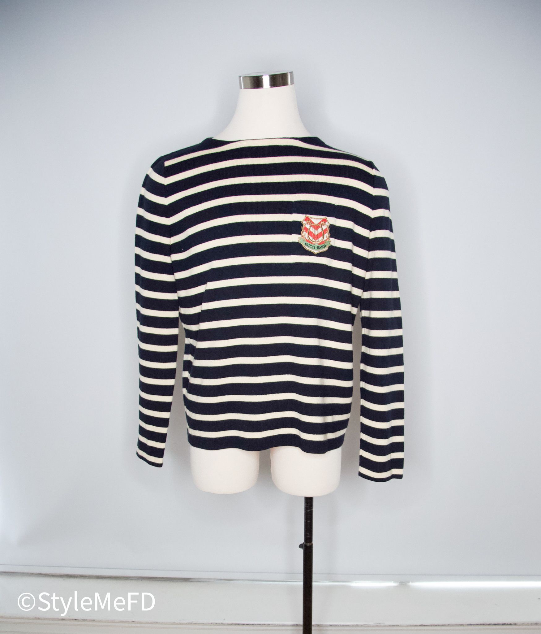 Gucci “Gucci Band” Striped Pullover w Pocket Patch Details