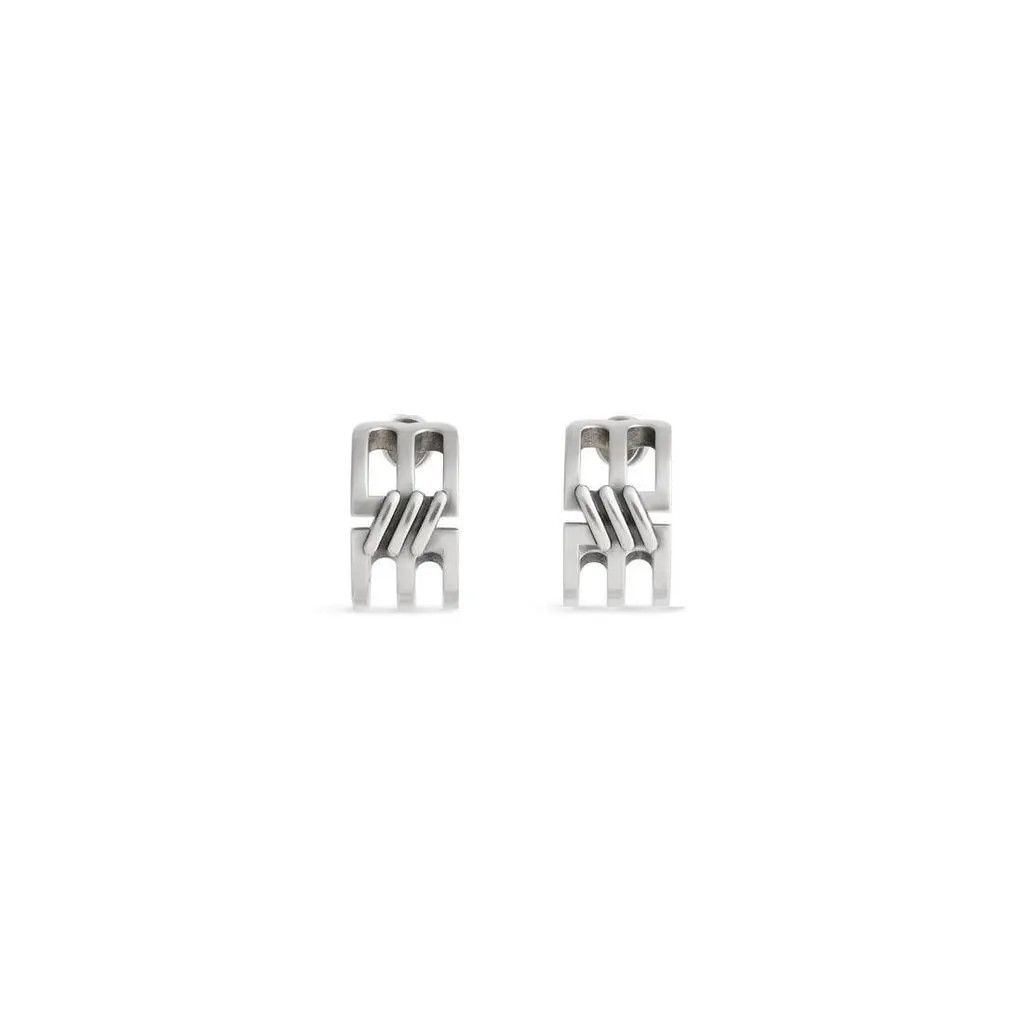 Balenciaga o1w1db10325 Size: OS / BB Icon Hoop Earrings in Silver Size ONE SIZE - 1 Thumbnail