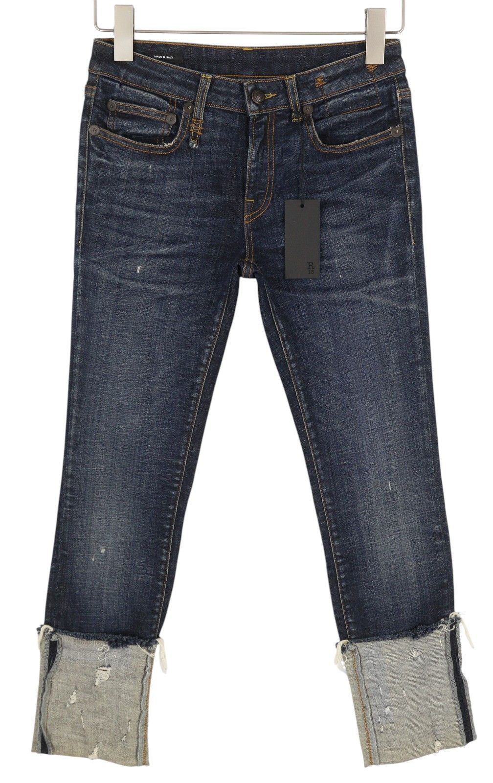 R13 KATE SKINNY CUFF 27 Howel Indigo Faded Distress 86240 Size 27" / US 4 / IT 40 - 1 Thumbnail