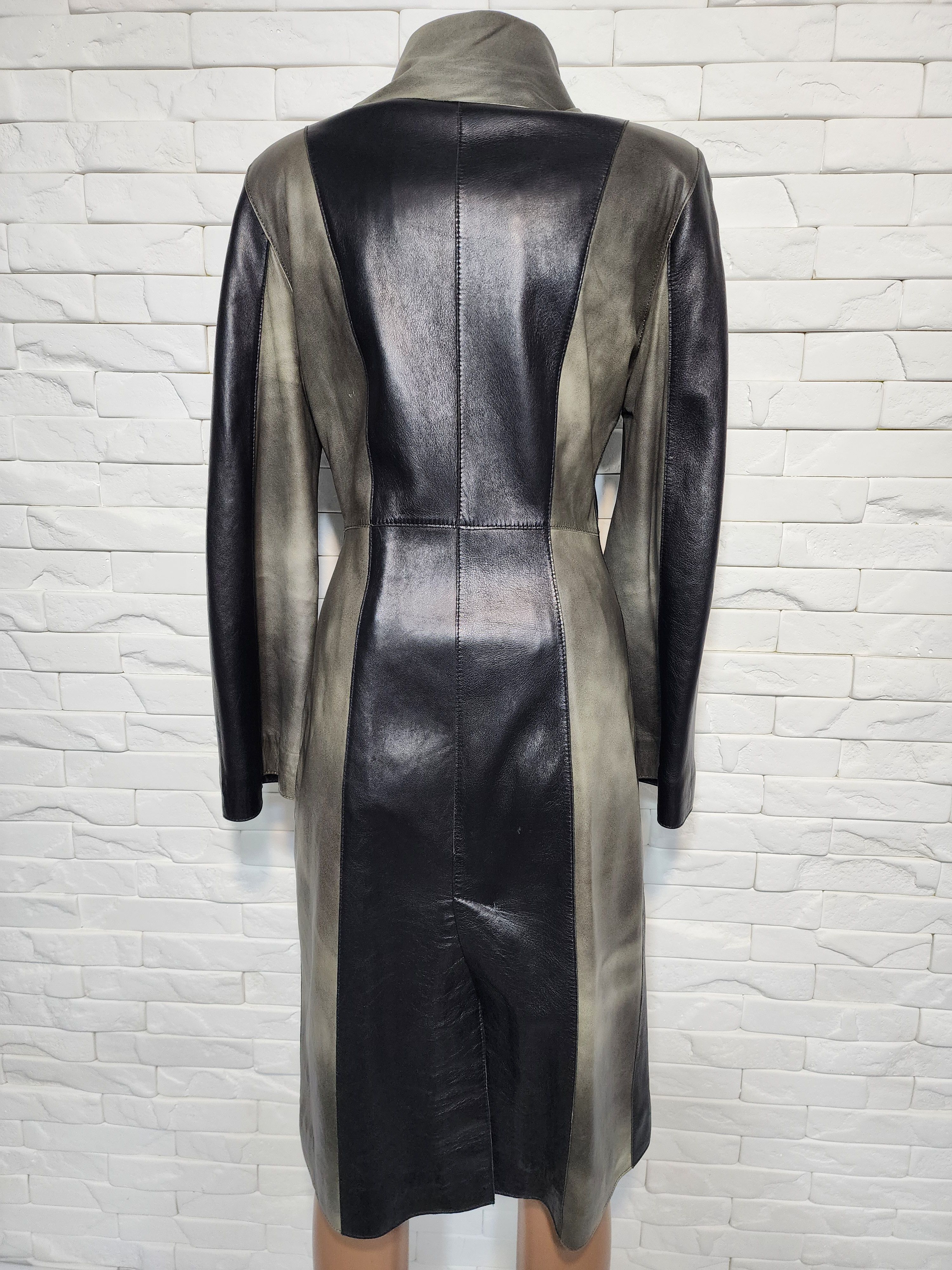 Genuine Leather Gray Black Leather Jacket: Women's Leather Coat. Size XS / US 0-2 / IT 36-38 - 4 Thumbnail