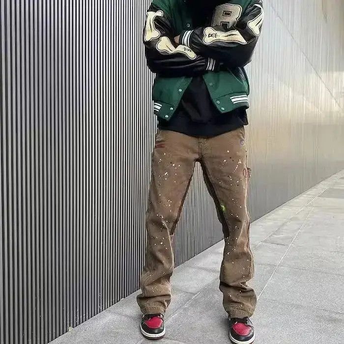 Japanese Brand Khaki Color Graffiti Cargo Flared Jeans Size US 34 / EU 50 - 4 Thumbnail