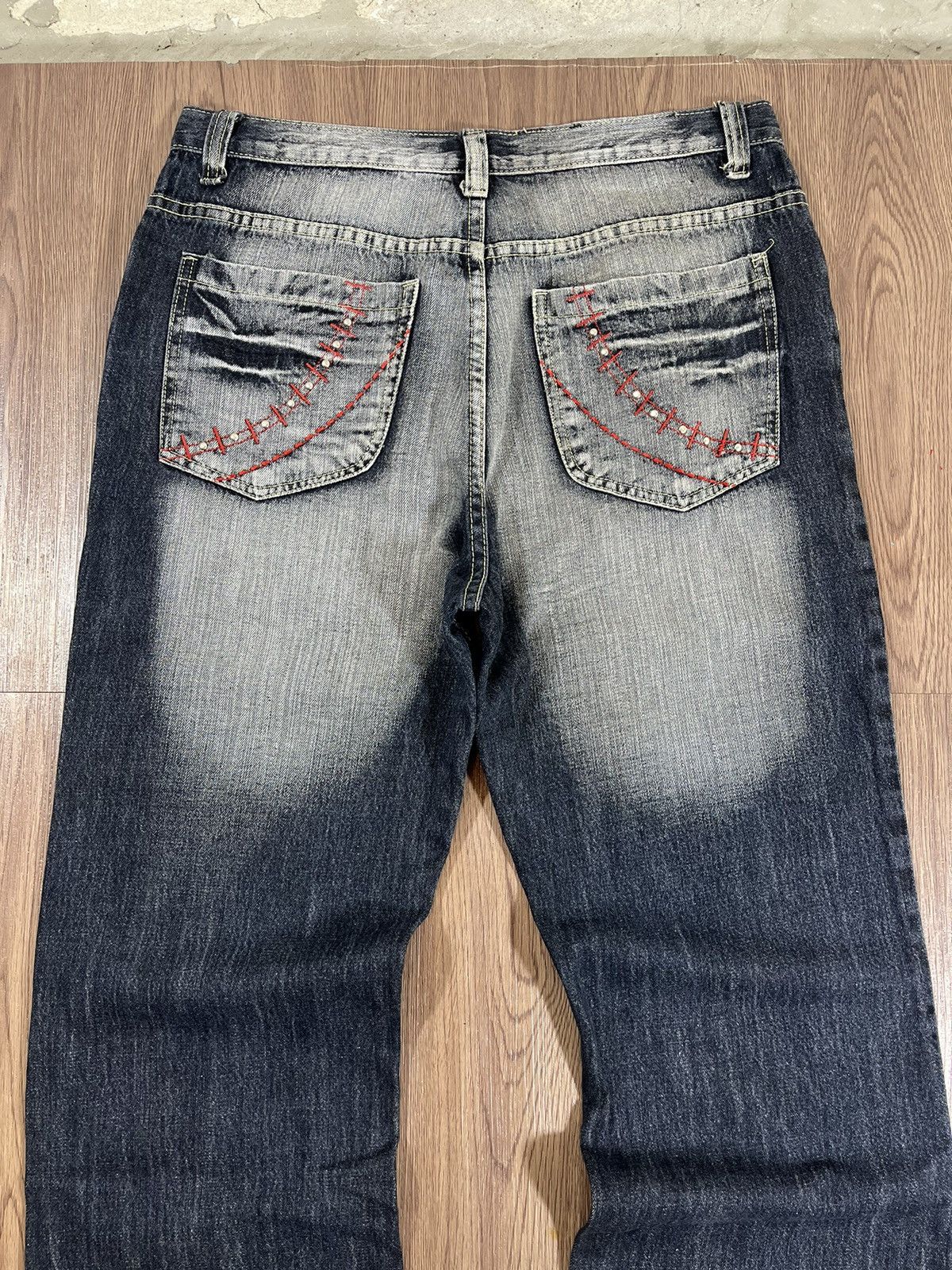 Beauty Beast Vintage Y2K Embroidered Flared Denim Jeans Size US 34 / EU 50 - 6 Thumbnail