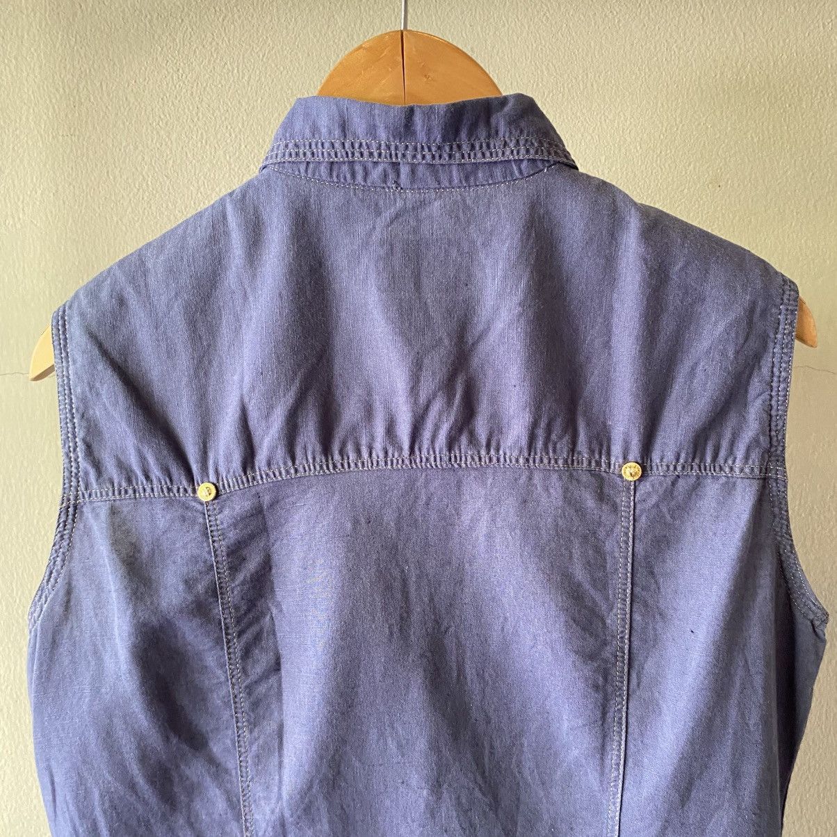 Versace VERSACE Indigo Sleeveless Denim Shirt Size M / US 6-8 / IT 42-44 - 13 Thumbnail