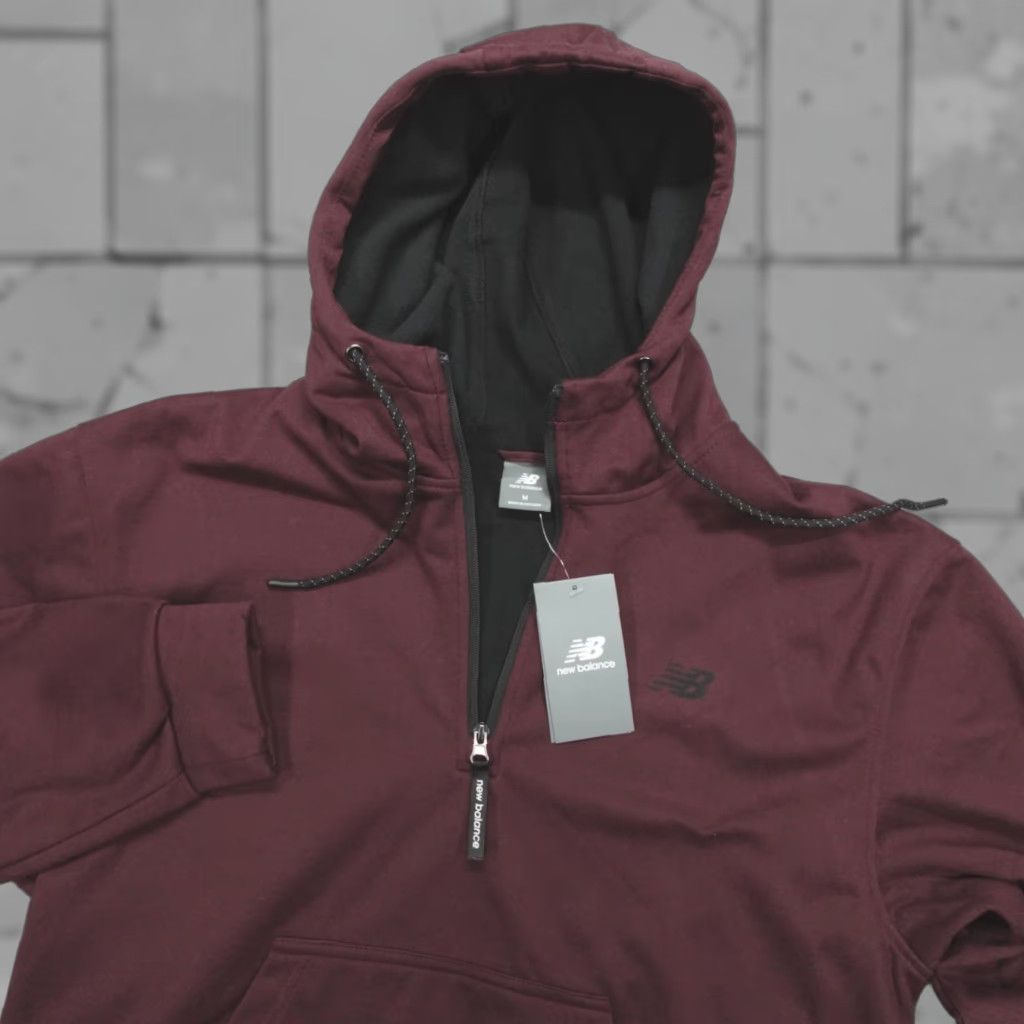 New Balance New Balance Hoodie 1/4 Zip Fleece Lined Men's Size M Burgundy Soft-Touch Warmth Shirt Pullover Zip Hooded Clothing Fitness Sports Mens Size US M / EU 48-50 / 2 - 1 Thumbnail