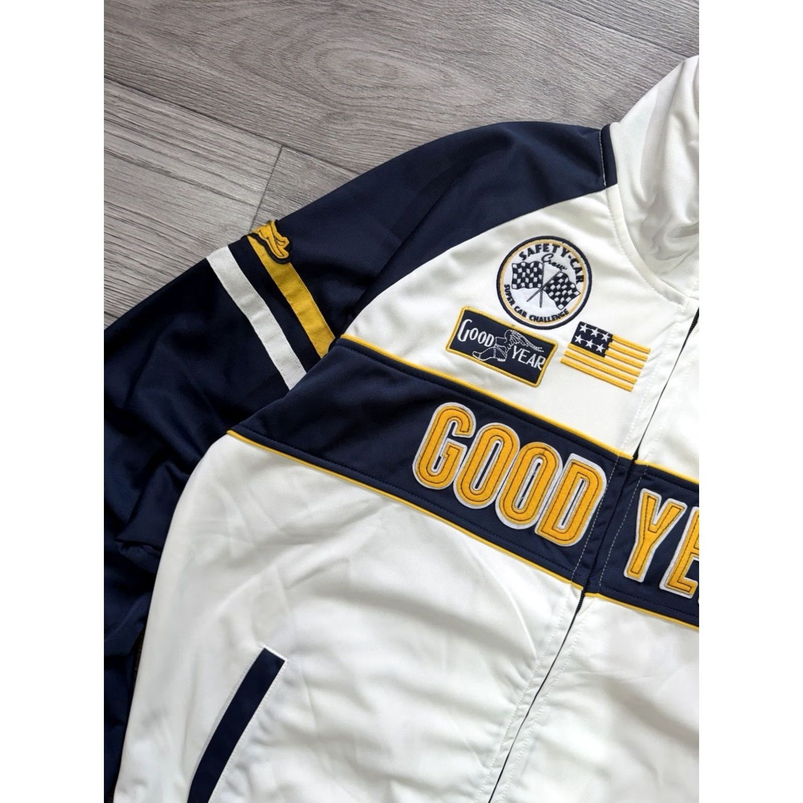 Vintage Goodyear Eagle Racing Track Jacket Mens XXL White Full Zip MX Racing Motrsport 2XL Size US XXL / EU 58 / 5 - 5 Thumbnail