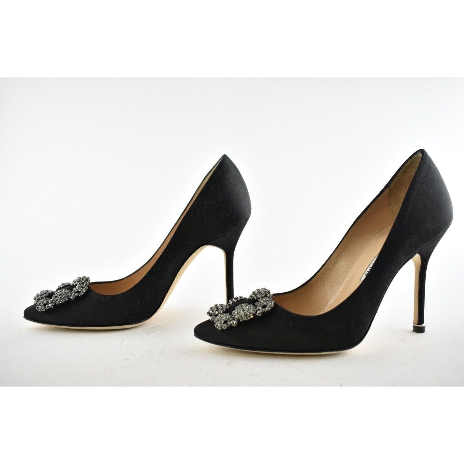Manolo Blahnik Hangisi 105 Satin Crystal Jewel Buckle Classic Heel Pump 41 Size US 11 / IT 41 - 10 Thumbnail