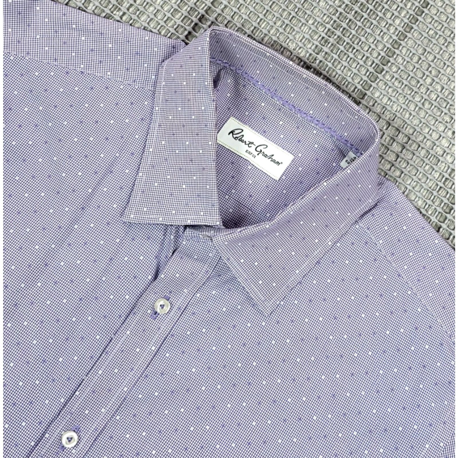 Robert Graham Robert Graham Long Sleeve Button Up Dress Shirt Purple Geometric Men L 42-16.5 Size US XL / EU 56 / 4 - 4 Thumbnail