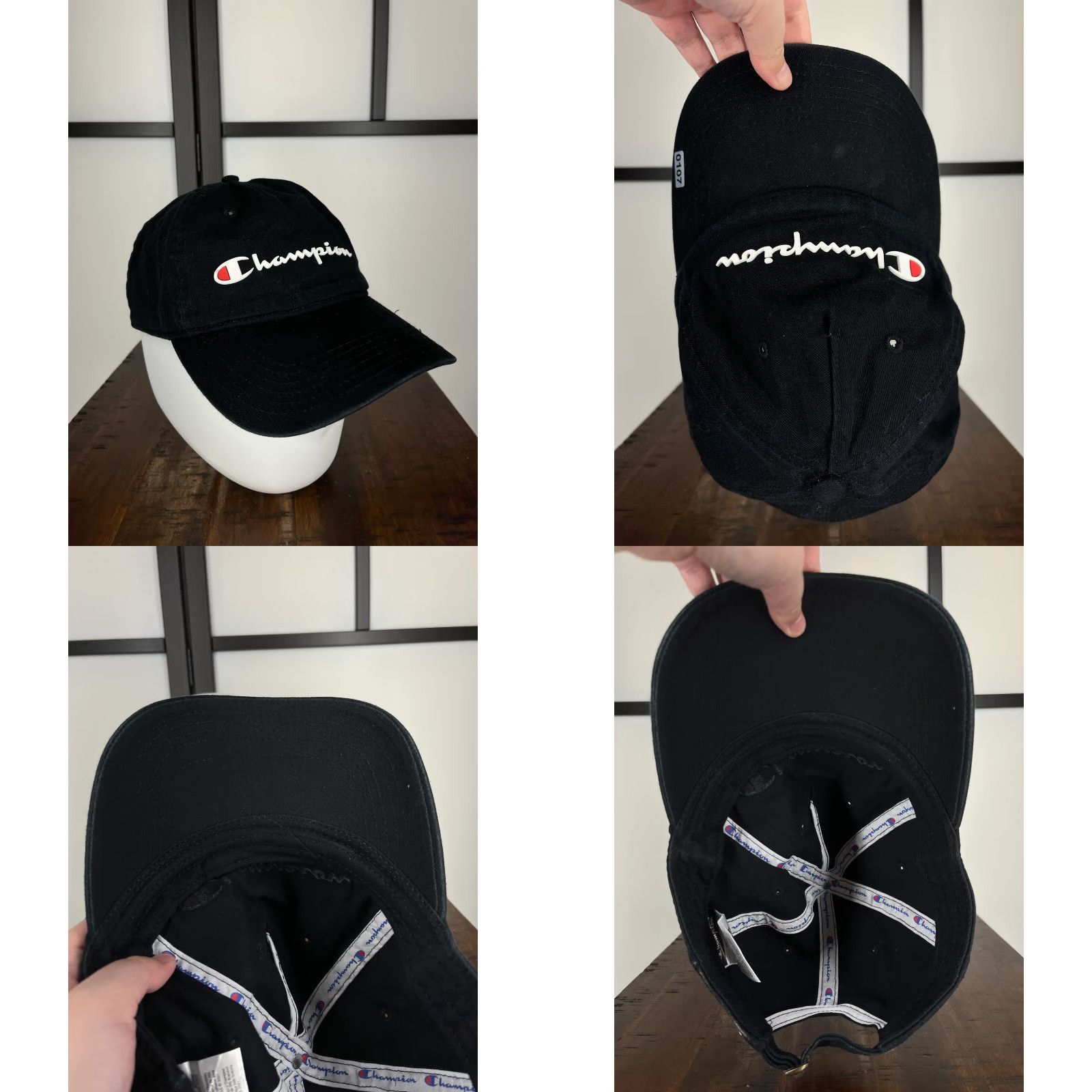 Champion Champion Hat Cap Strap Back Adult One Size Black Embroidered 100% Cotton Golf Hat/Cap Mens Size ONE SIZE - 8 Thumbnail