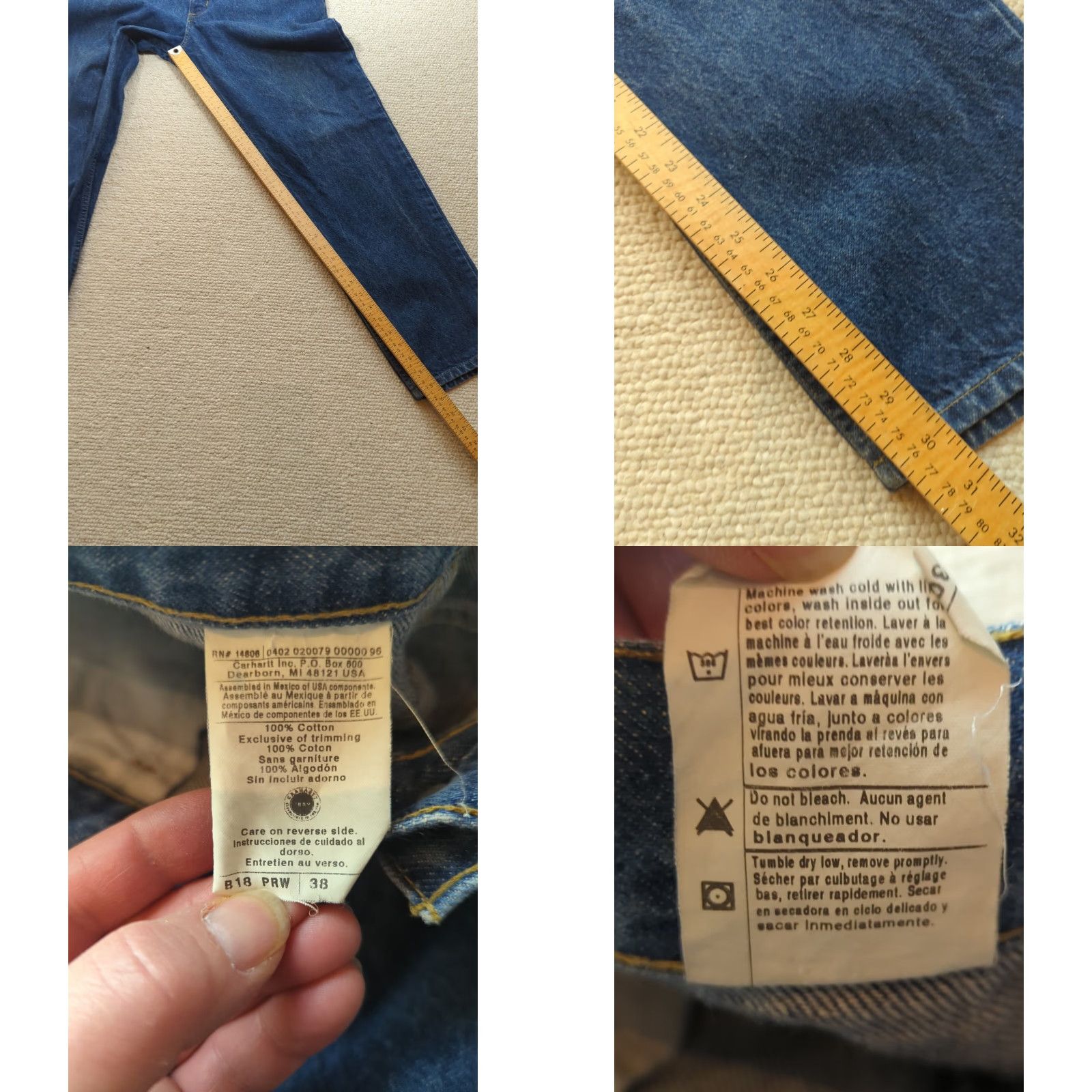 Carhartt Carhartt Jeans Men 38X30 Denim Blue 5-Pocket Work Utility Regular Tan? Size US 38 / EU 54 - 8 Thumbnail