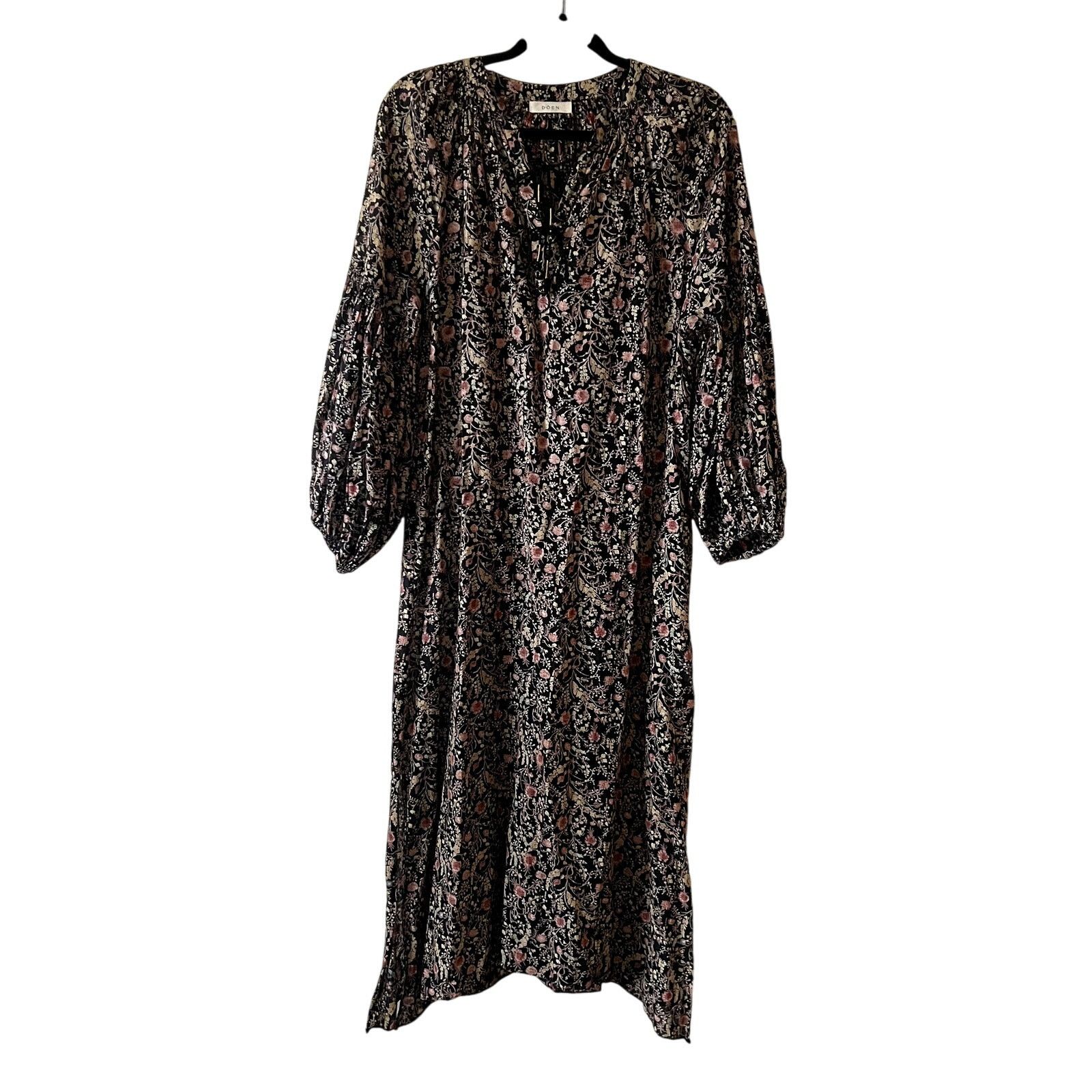 DOEN Doen midi cotton viscose dress floral brown pink size XS D1 Size XS / US 0-2 / IT 36-38 - 1 Thumbnail