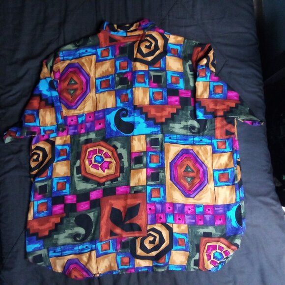 Other Vintage Caliche Abstract Geometric Shapes Button Shirt Size XL / US 12-14 / IT 48-50 - 5 Thumbnail