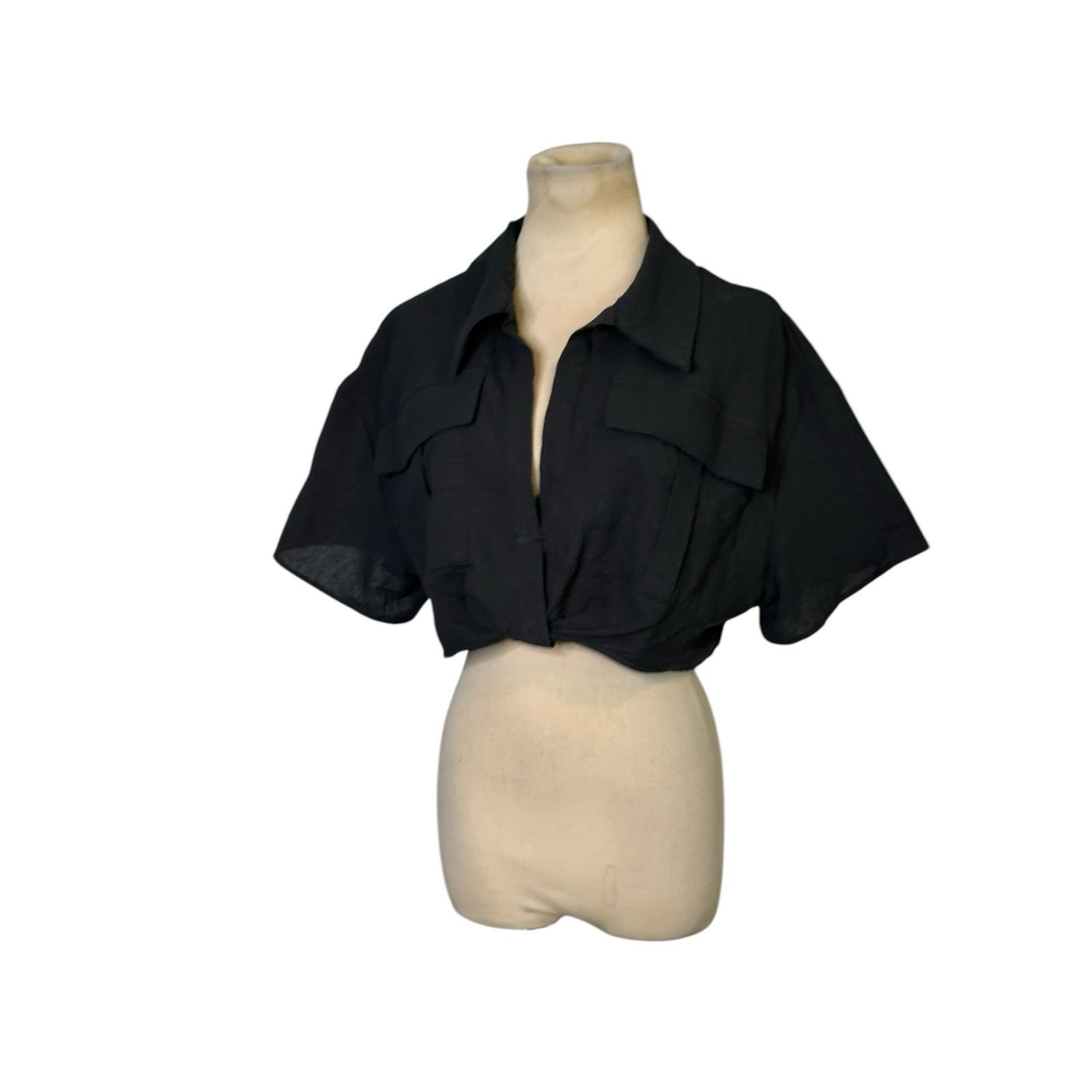 Shein Shein black short sleeves crop blouse size Large Size XS / US 0-2 / IT 36-38 - 12 Thumbnail