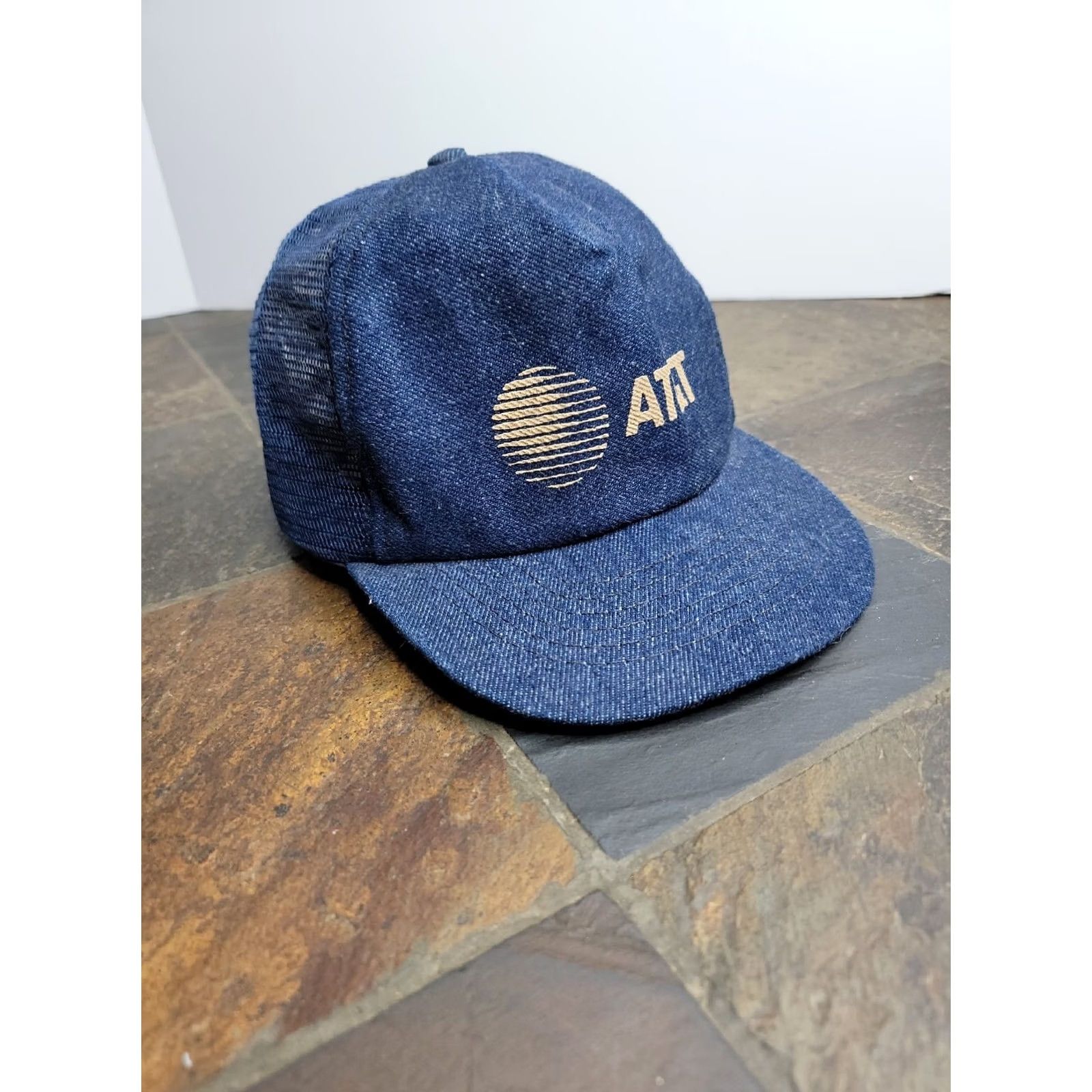 Logo 7 VINTAGE AT&T Trucker Hat USA Made Snapback Logo Hat 80s 90s Line Work Adjustable Men Blue Cotton Twill Size ONE SIZE - 5 Thumbnail