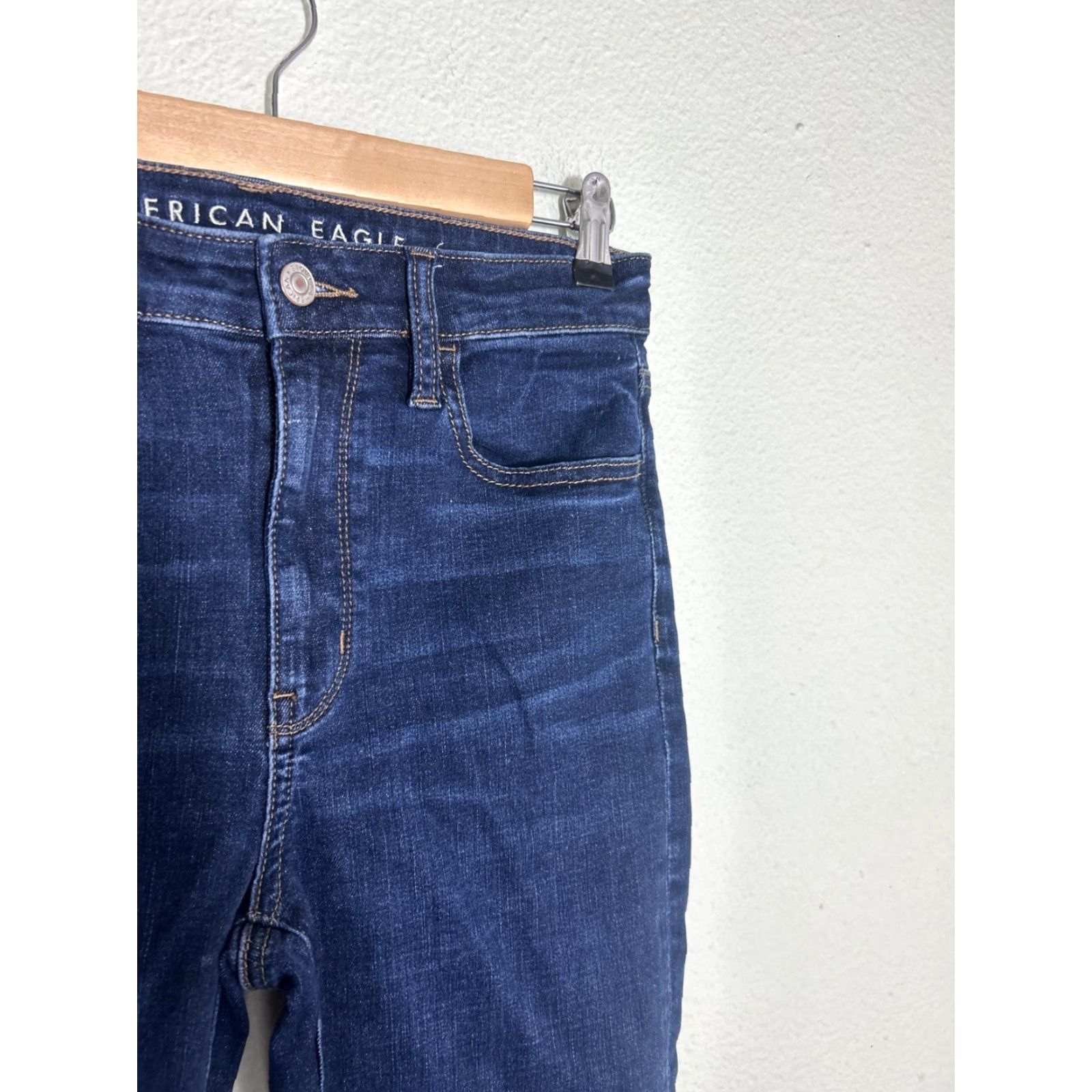 American Eagle Outfitters American Eagle Next Stretch Dark Wash Jeans Super Hi Rise Jegging 28x26 Size 6 Size 30" / US 8 / IT 44 - 5 Thumbnail