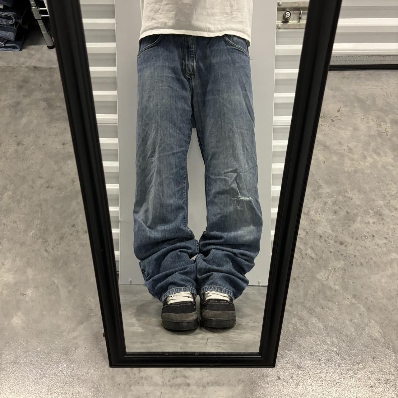 Japanese Brand × Vintage Crazy Vintage Y2K/2000s Grunge Faded Dark Wash Denim Jeans! Size US 34 / EU 50 - 1 Thumbnail