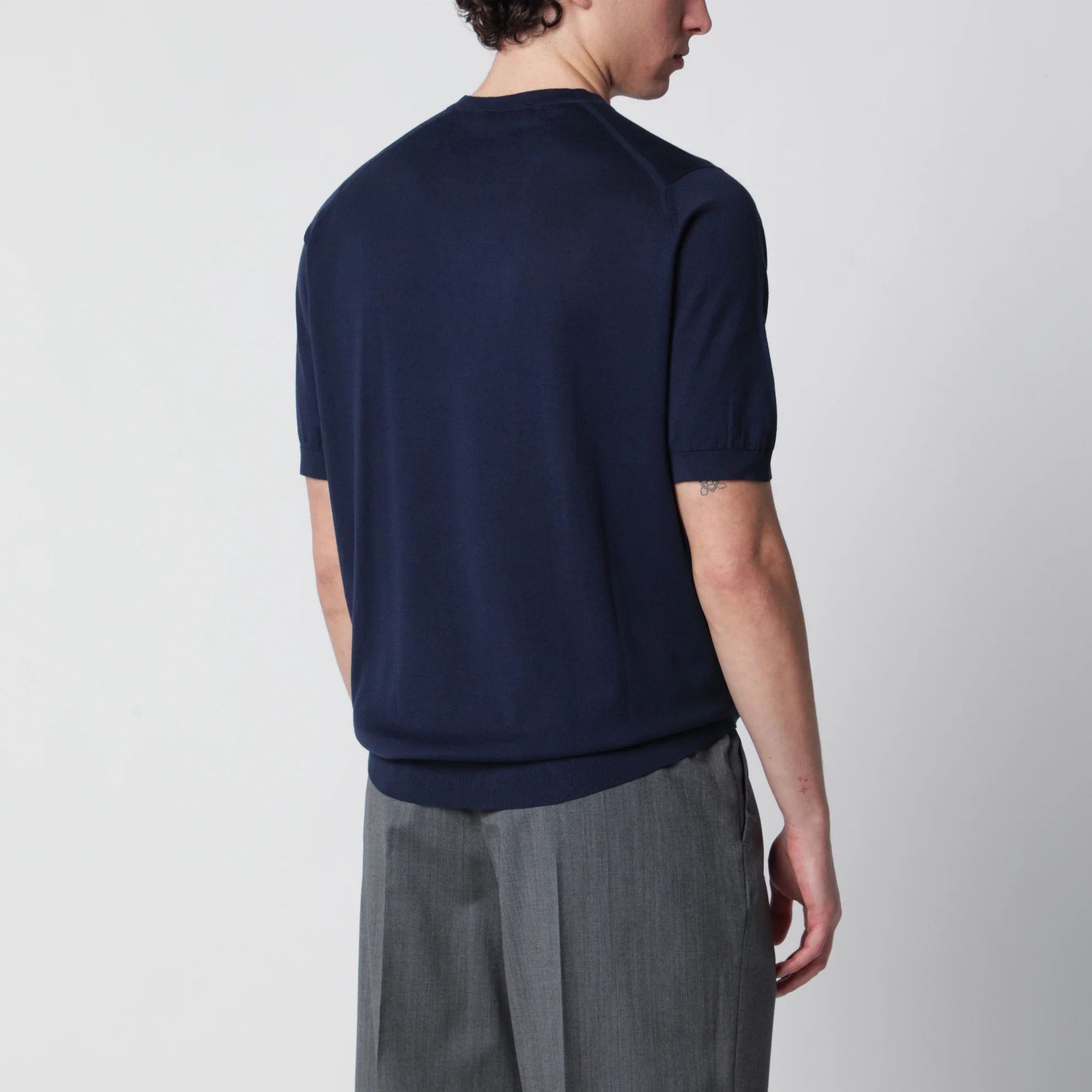 John Smedley o1d2blof0526 Cotton Sweater in Navy Blue Size US S / EU 44-46 / 1 - 2 Thumbnail
